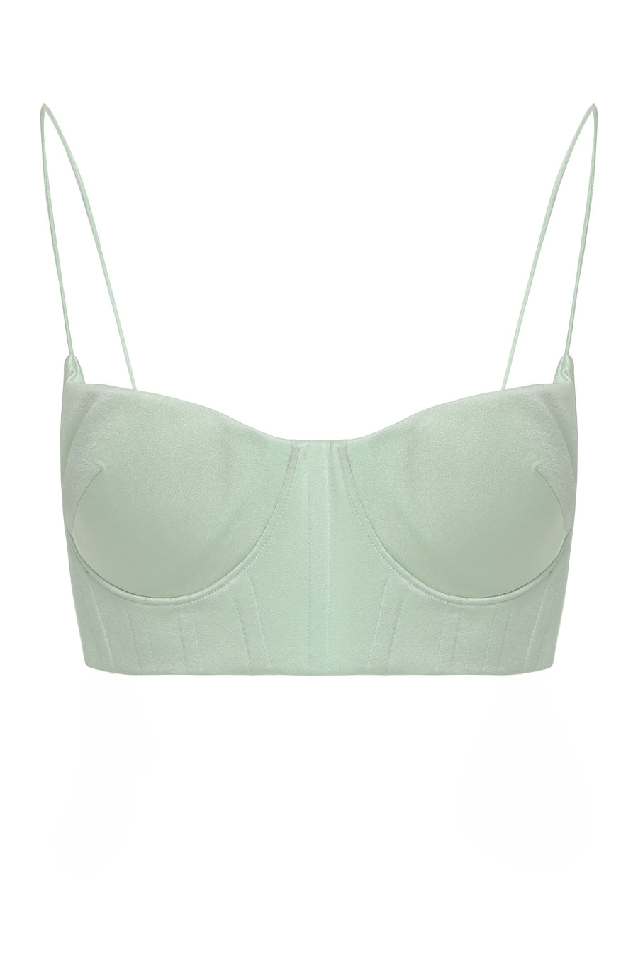 Crop Top With Thin Straps Green Triacetate