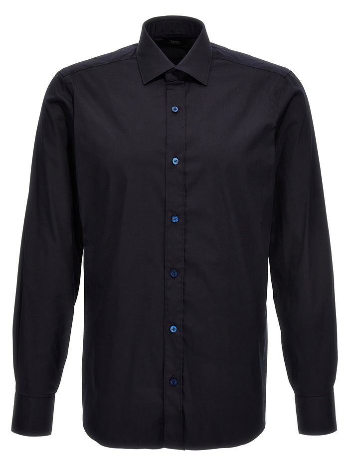 Poplin shirt Blue Cotton Polyamide Elastane Shirt, Blouse