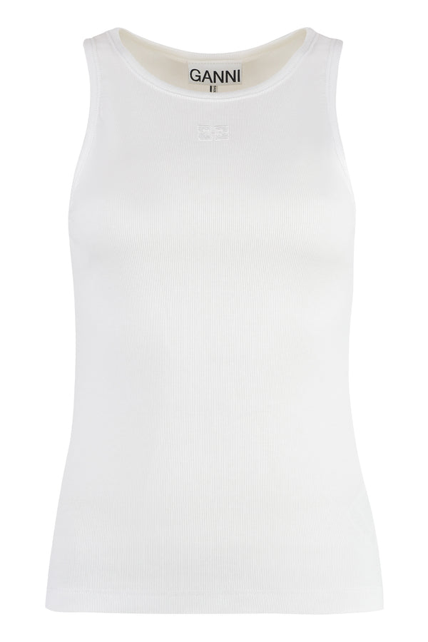 Ribbed Cotton Tank Top White Vests & Tops