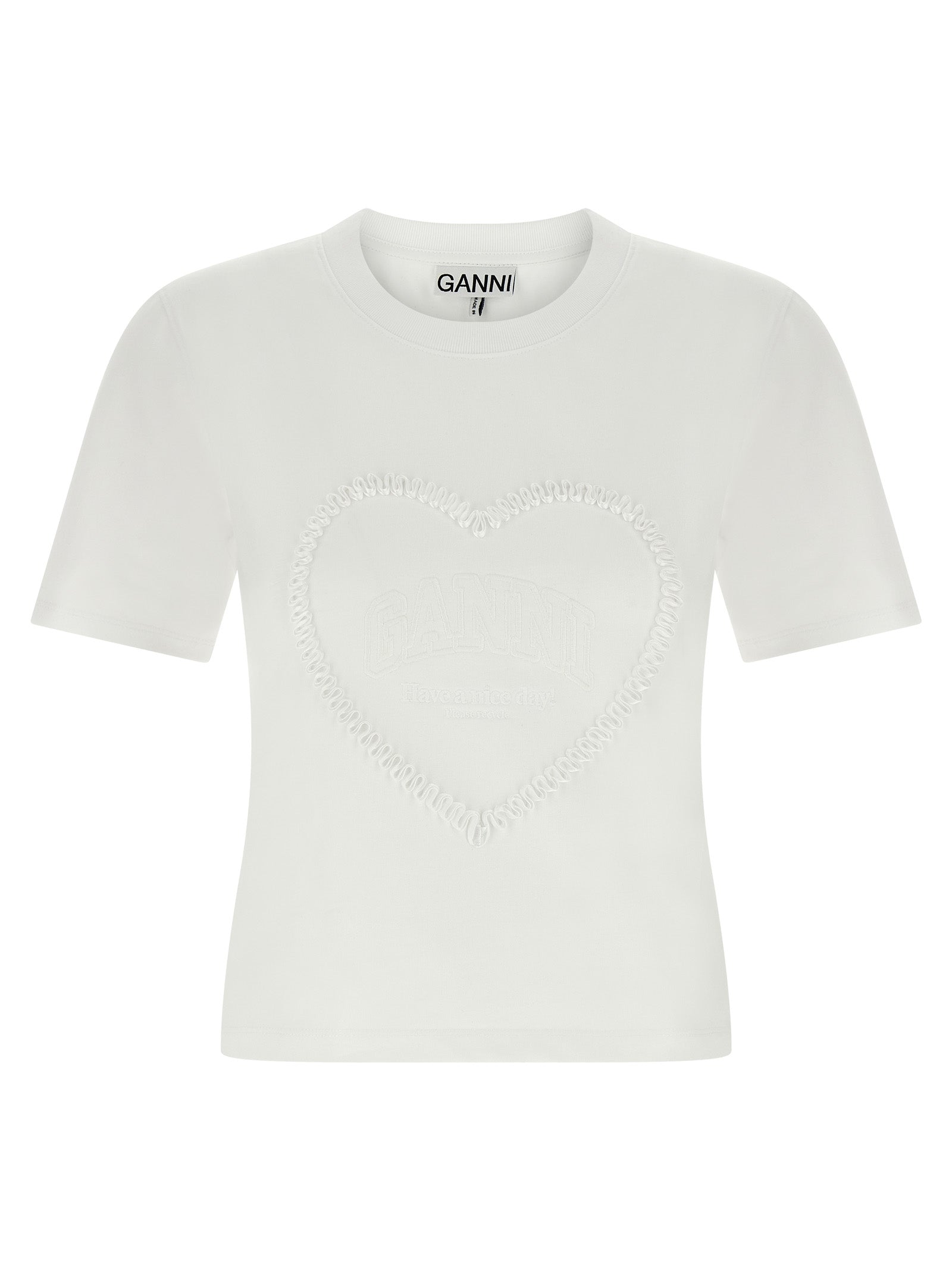 Heart embroidery T-shirt White Organic Cotton