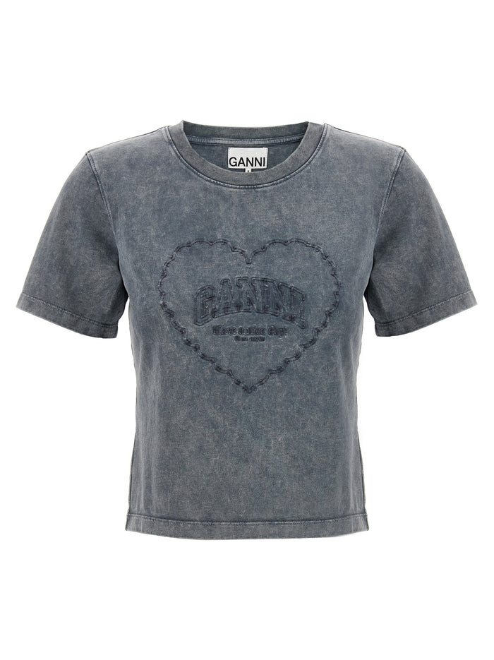 Grey Washed Heart T-shirt Gray Organic Cotton