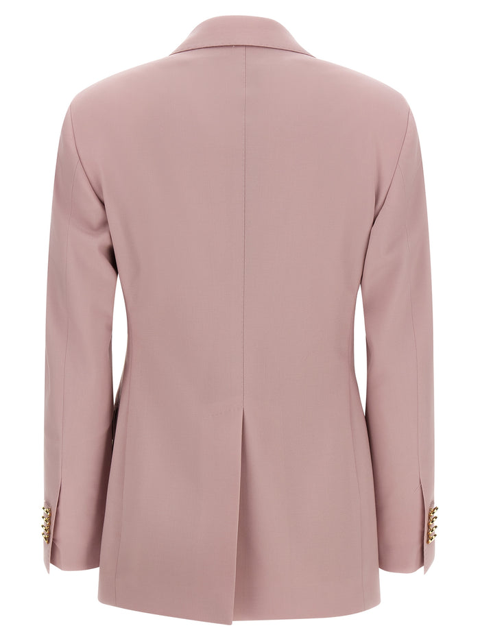 Astra Dress Pink Virgin Wool Elastane Blazer, Suits