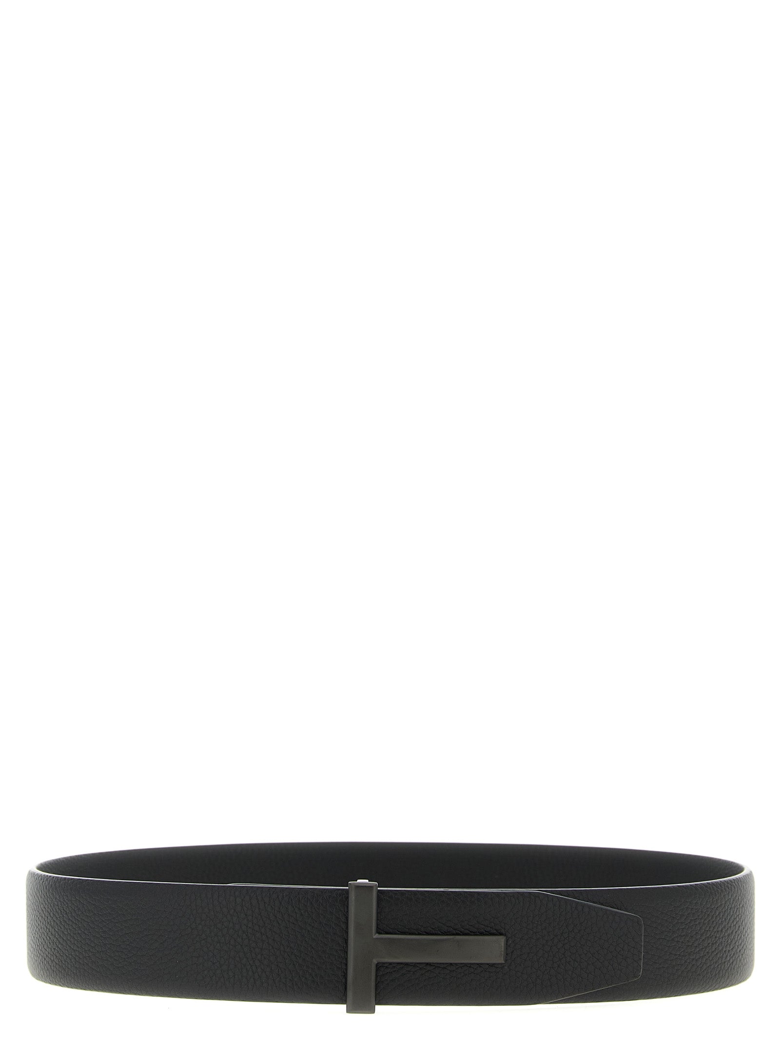 Hammered leather belt Black Calfskin (bos Taurus)