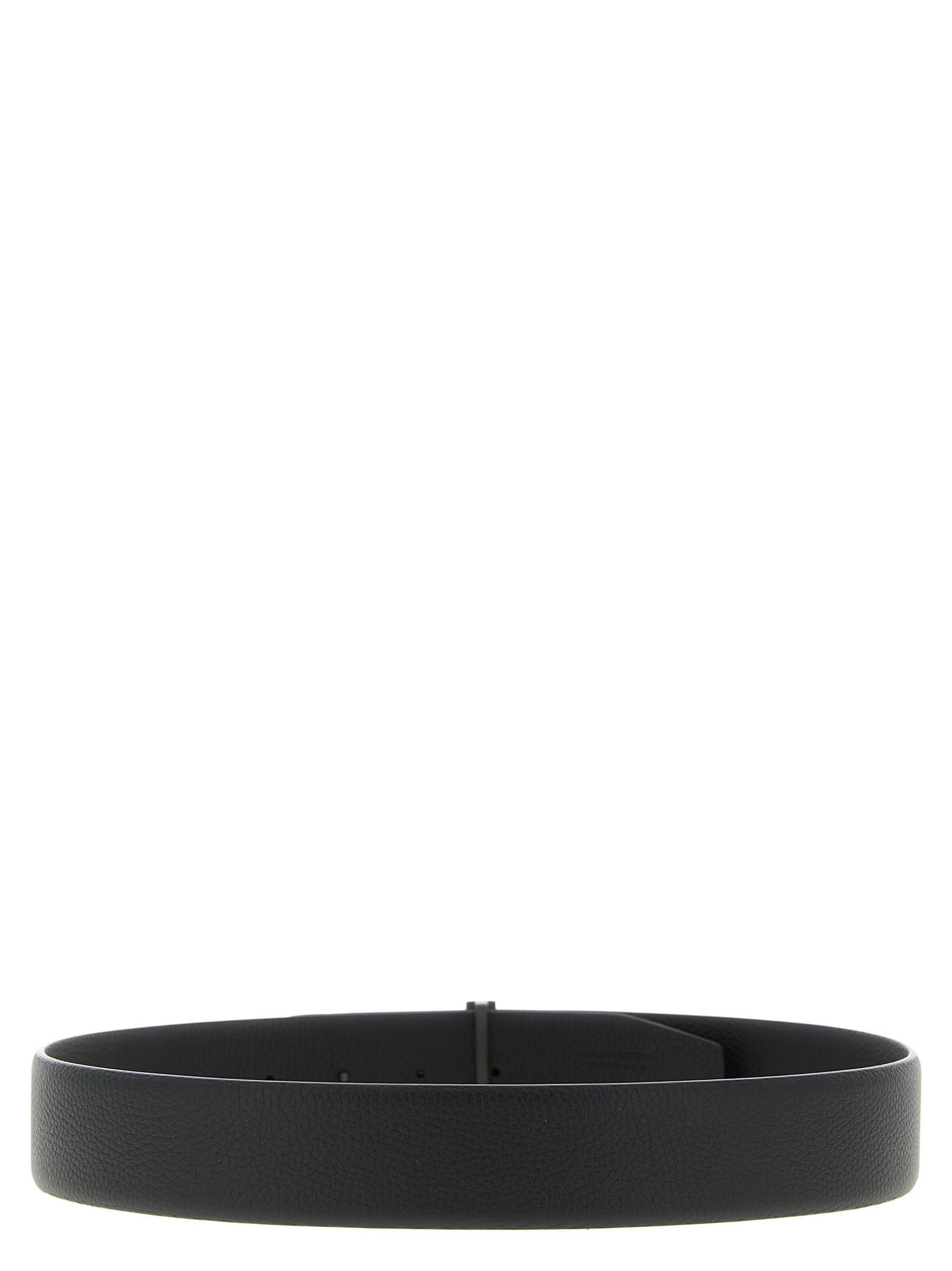 Hammered leather belt Black Calfskin (bos Taurus)