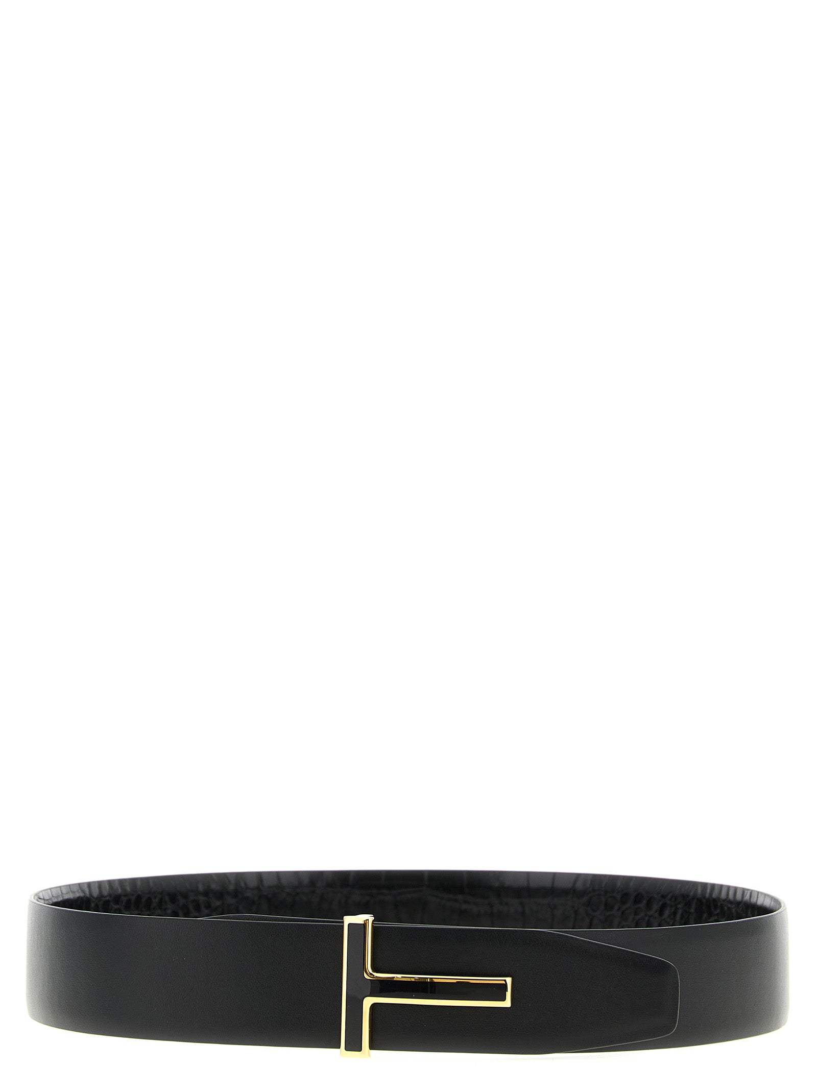 Reversible crocodile belt Black Calfskin Leather (bos Taurus)