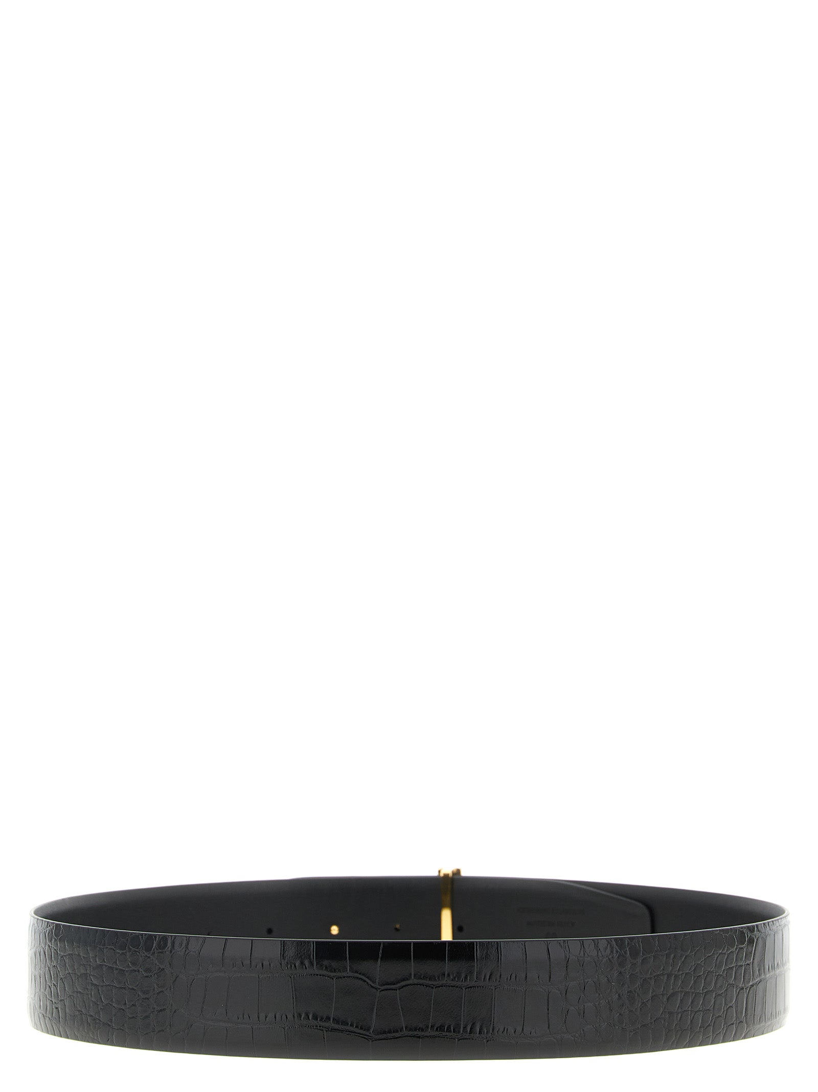 Reversible crocodile belt Black Calfskin Leather (bos Taurus)
