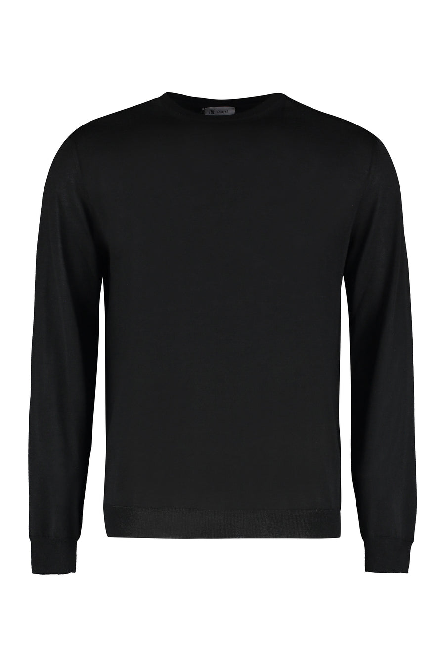 Fine Knit Crew-Neck Sweater Black Silk Sweatshirts