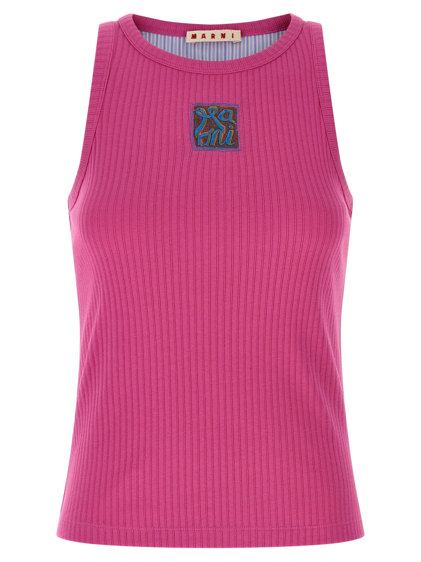 Logo patch tank top Fuchsia Cotton Tops