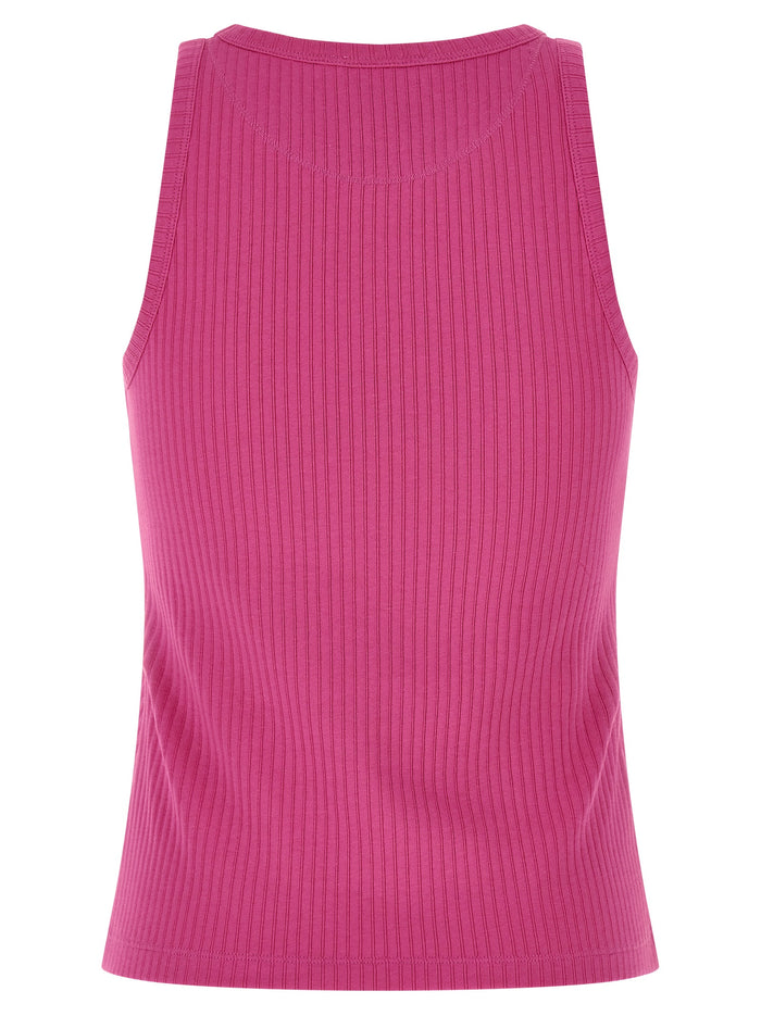 Logo patch tank top Fuchsia Cotton Tops