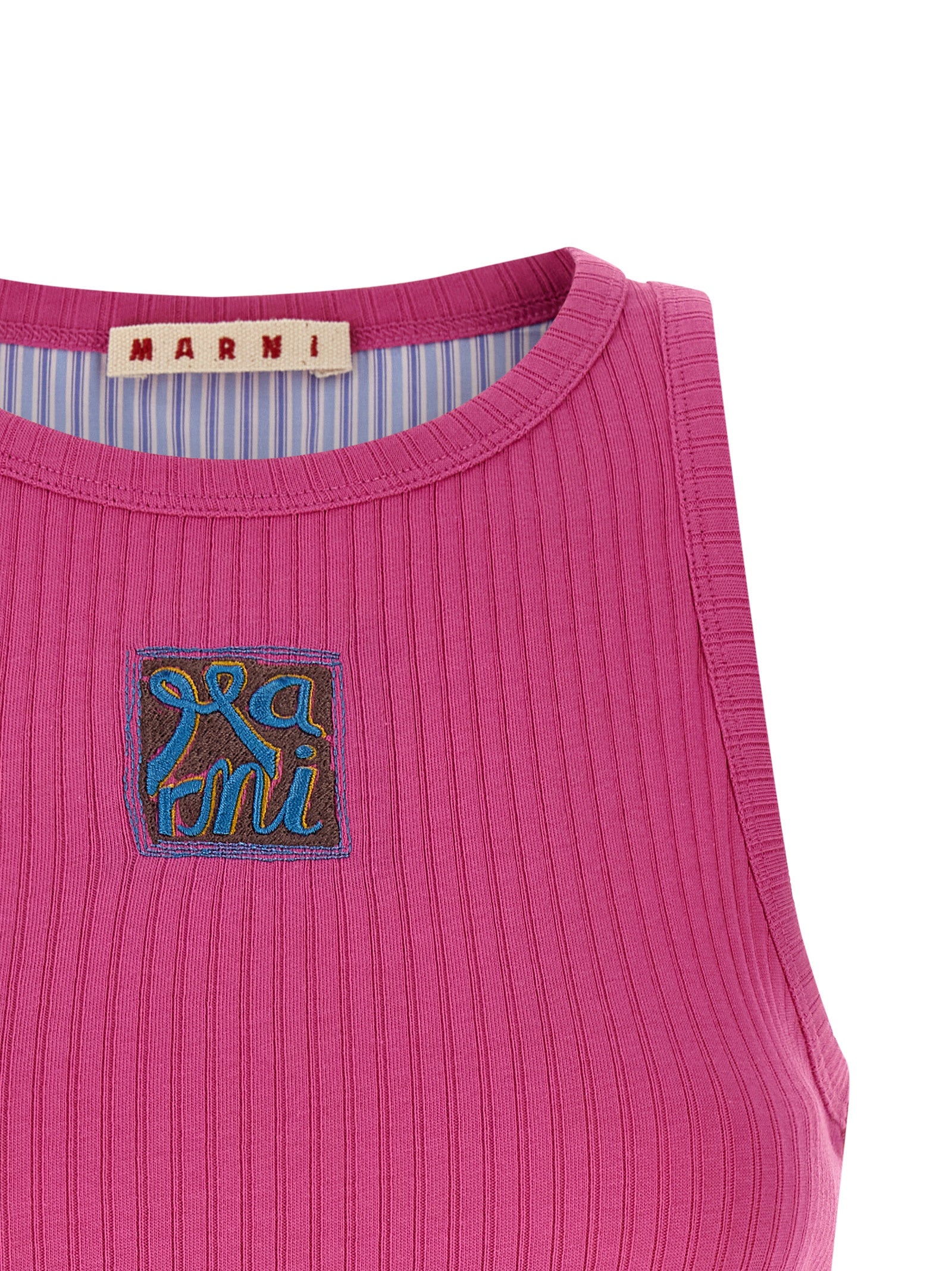 Logo patch tank top Fuchsia Cotton Tops