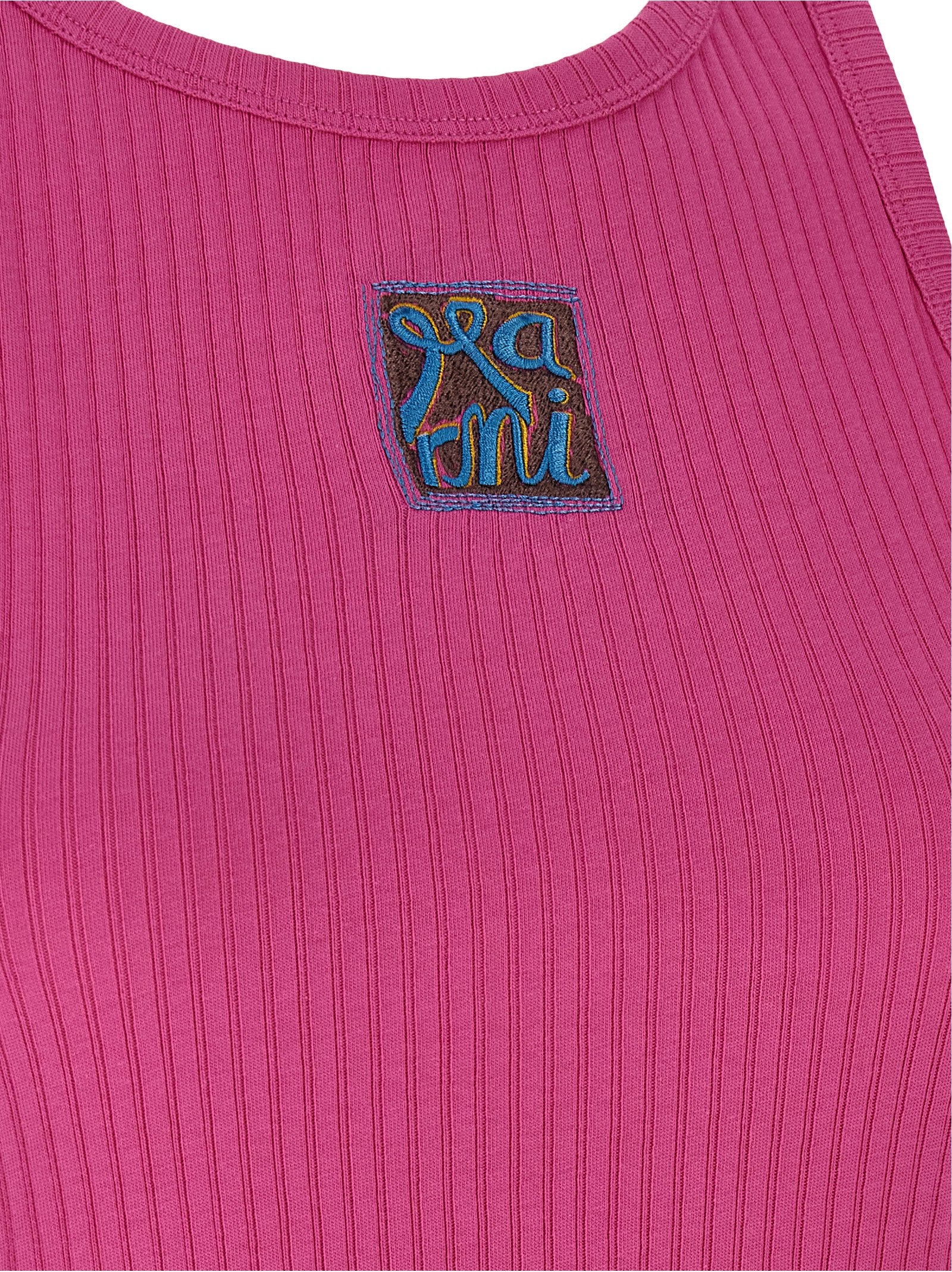 Logo patch tank top Fuchsia Cotton Tops