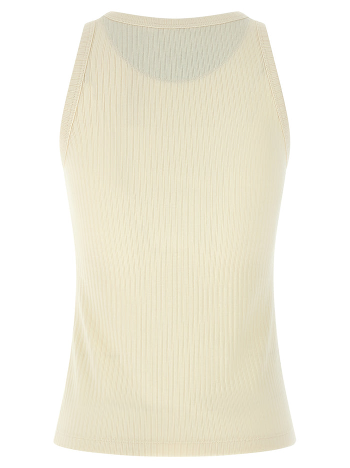Logo patch tank top Beige Cotton Tops