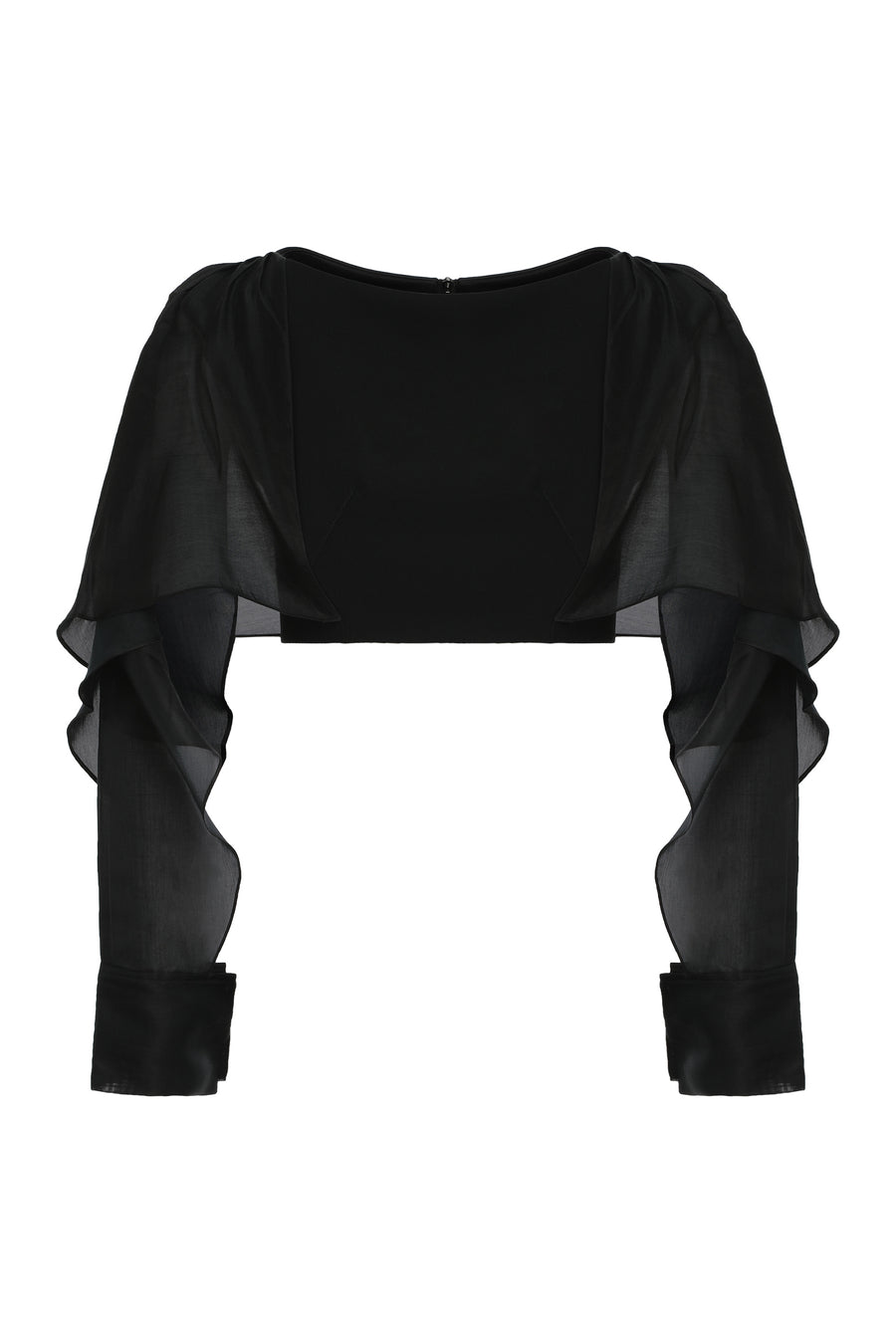 Cropped Cape Black Polyester Blouses