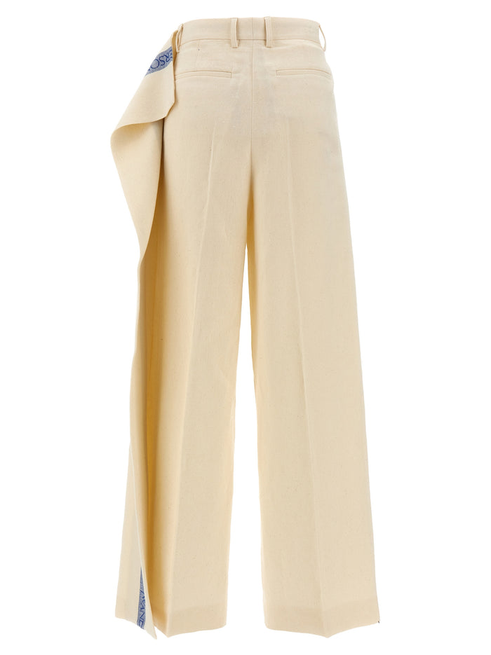 Logo band panel pants Beige Linen