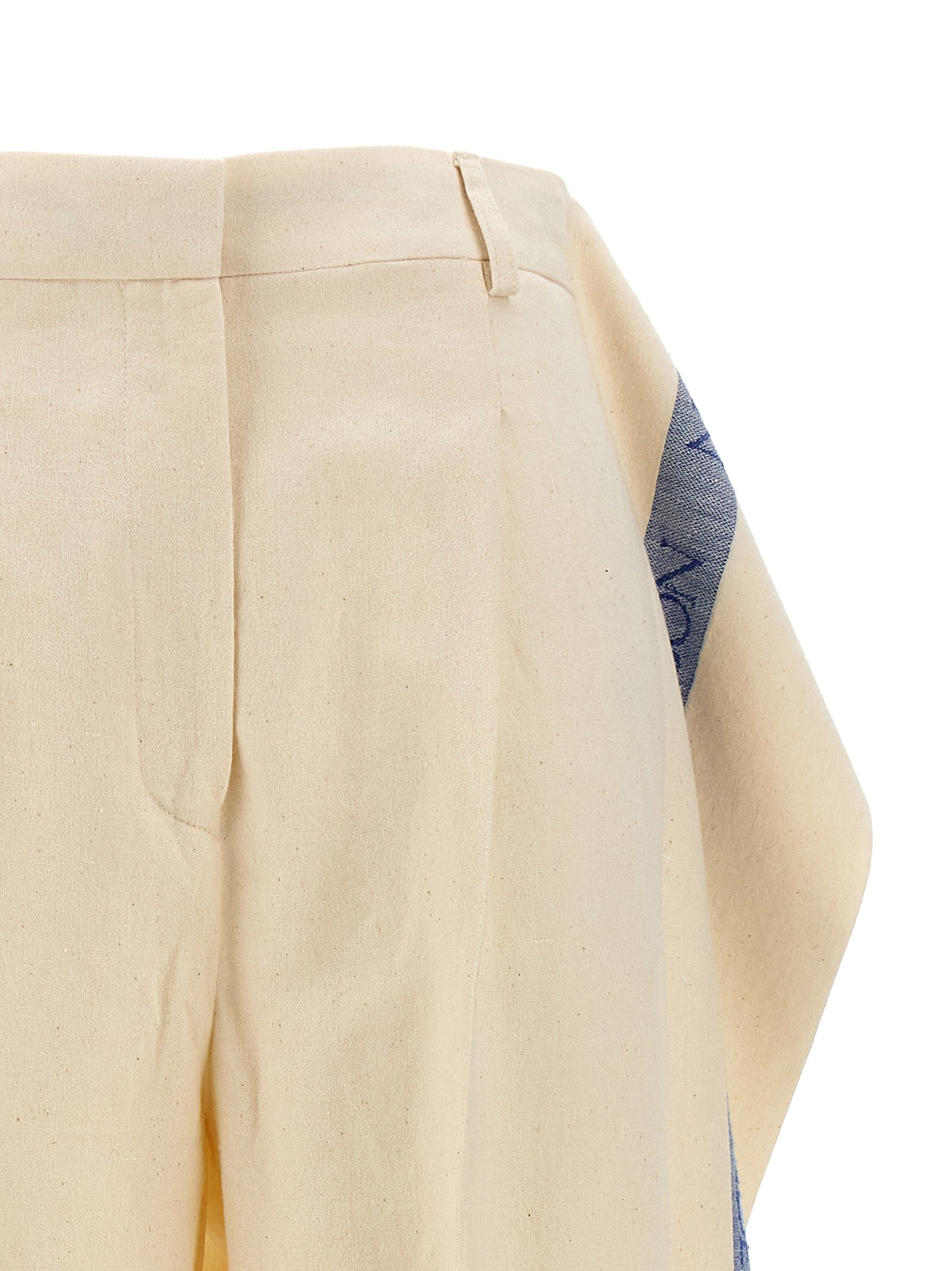 Logo band panel pants Beige Linen