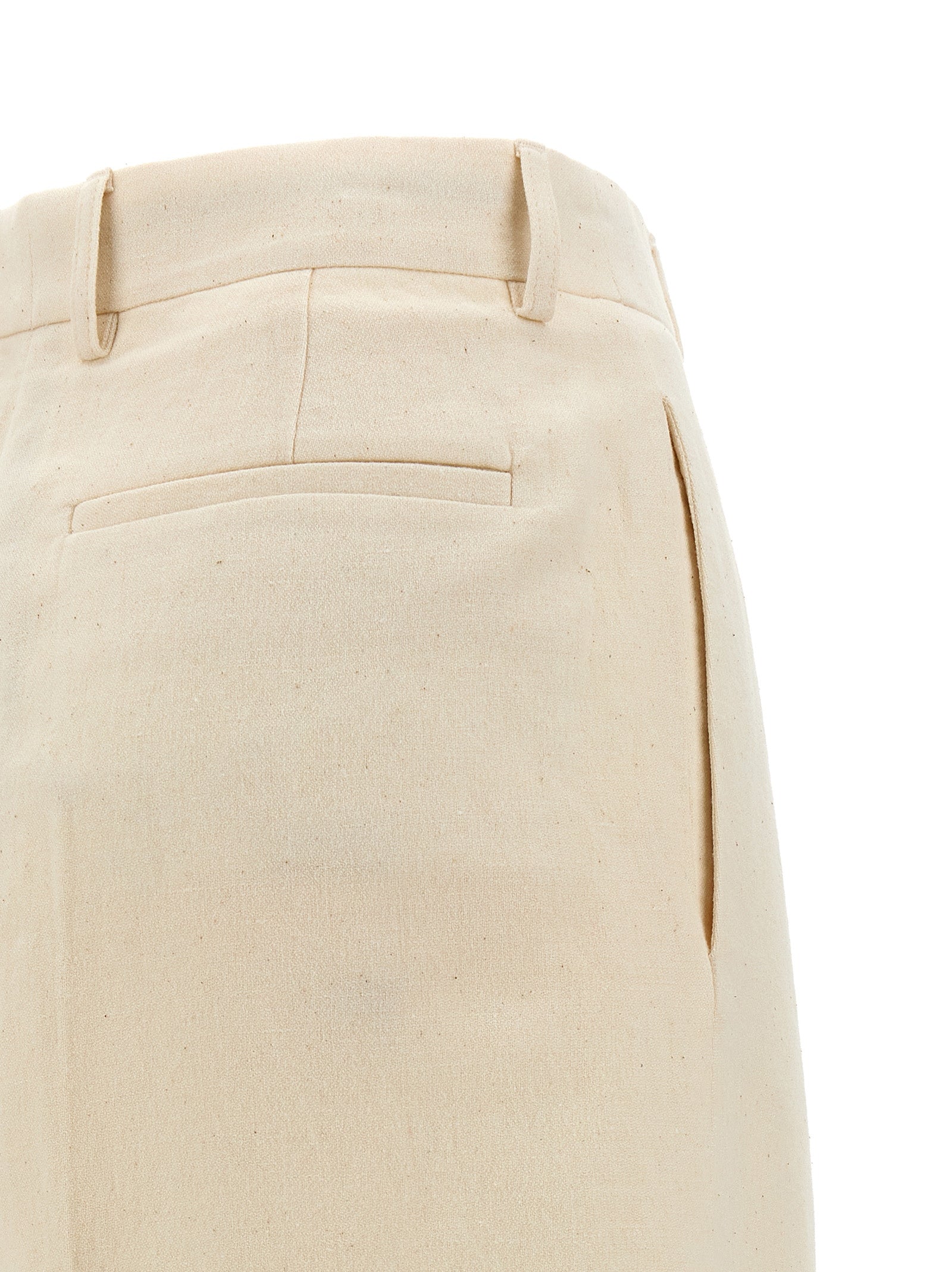 Logo band panel pants Beige Linen