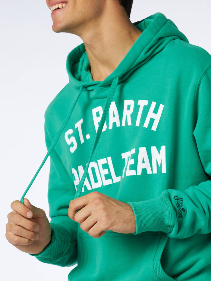 Cotton Hoodie With St. Barth Padel Team Print Green Sweatshirt