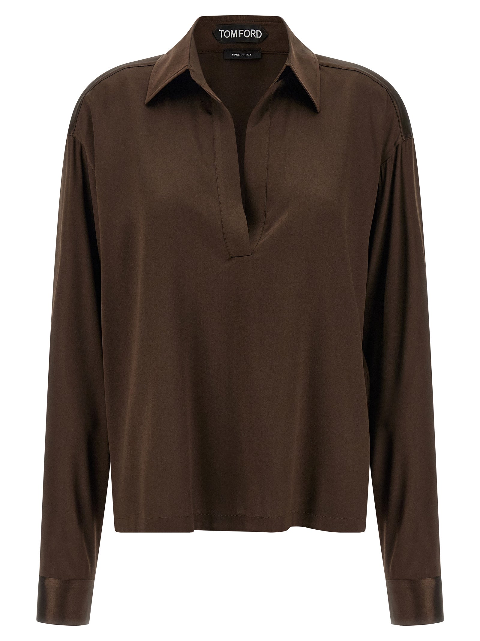 Silk polo shirt Brown Elastane