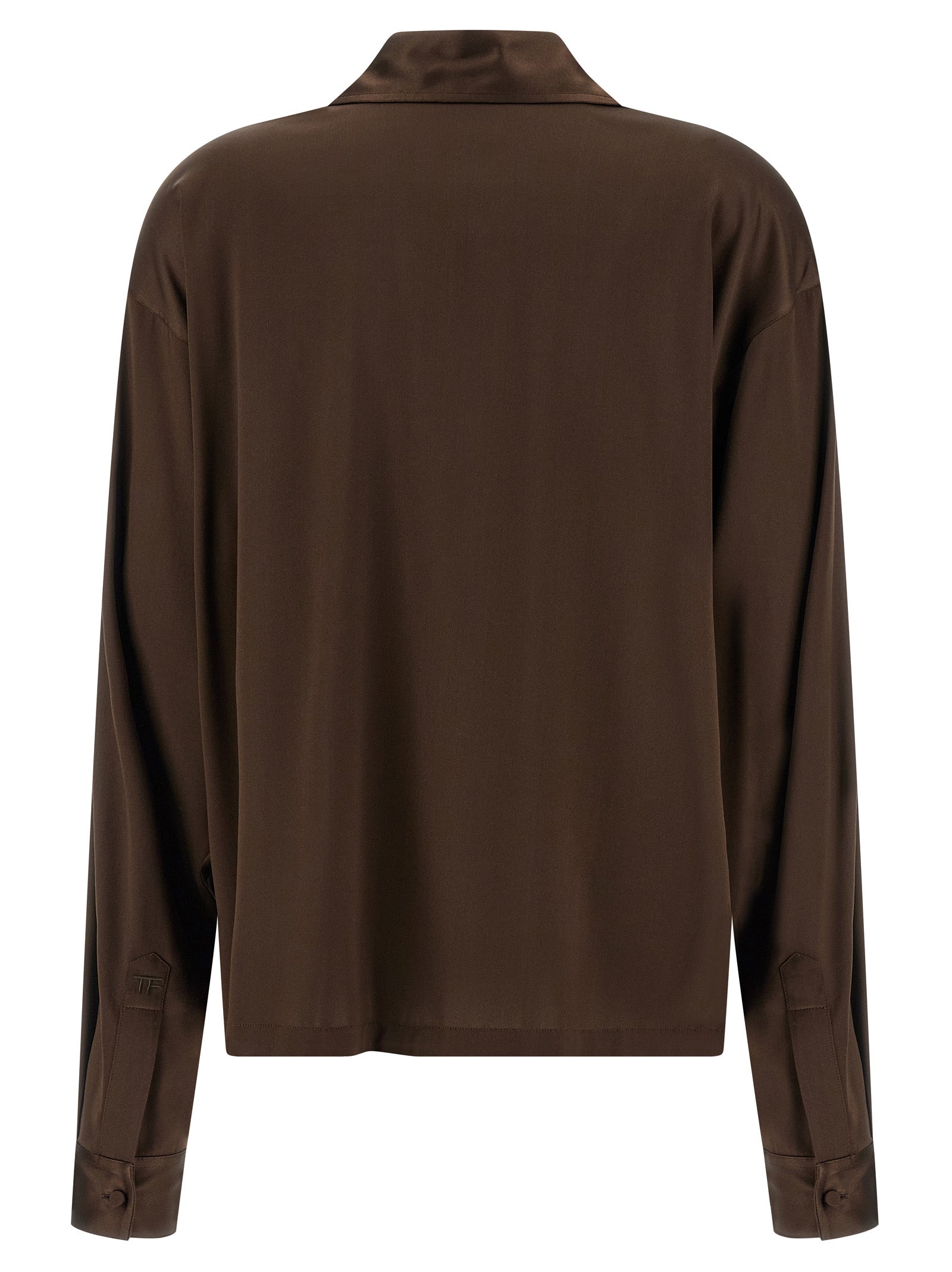 Silk polo shirt Brown Elastane