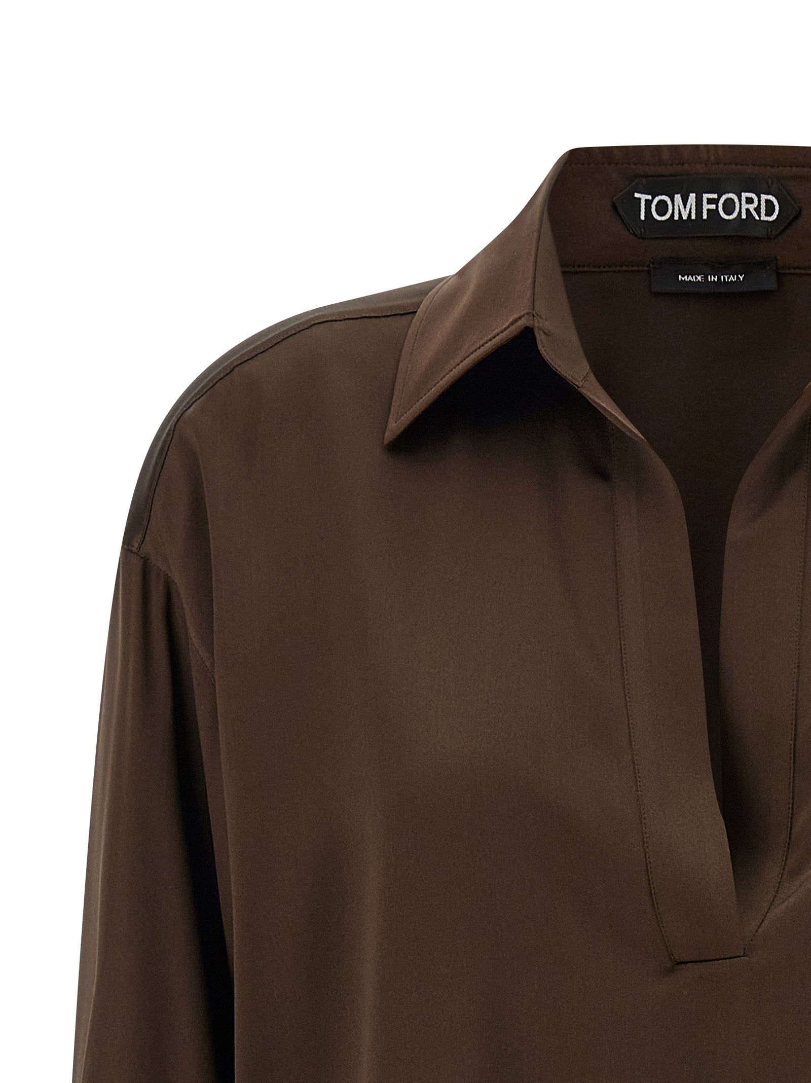 Silk polo shirt Brown Elastane