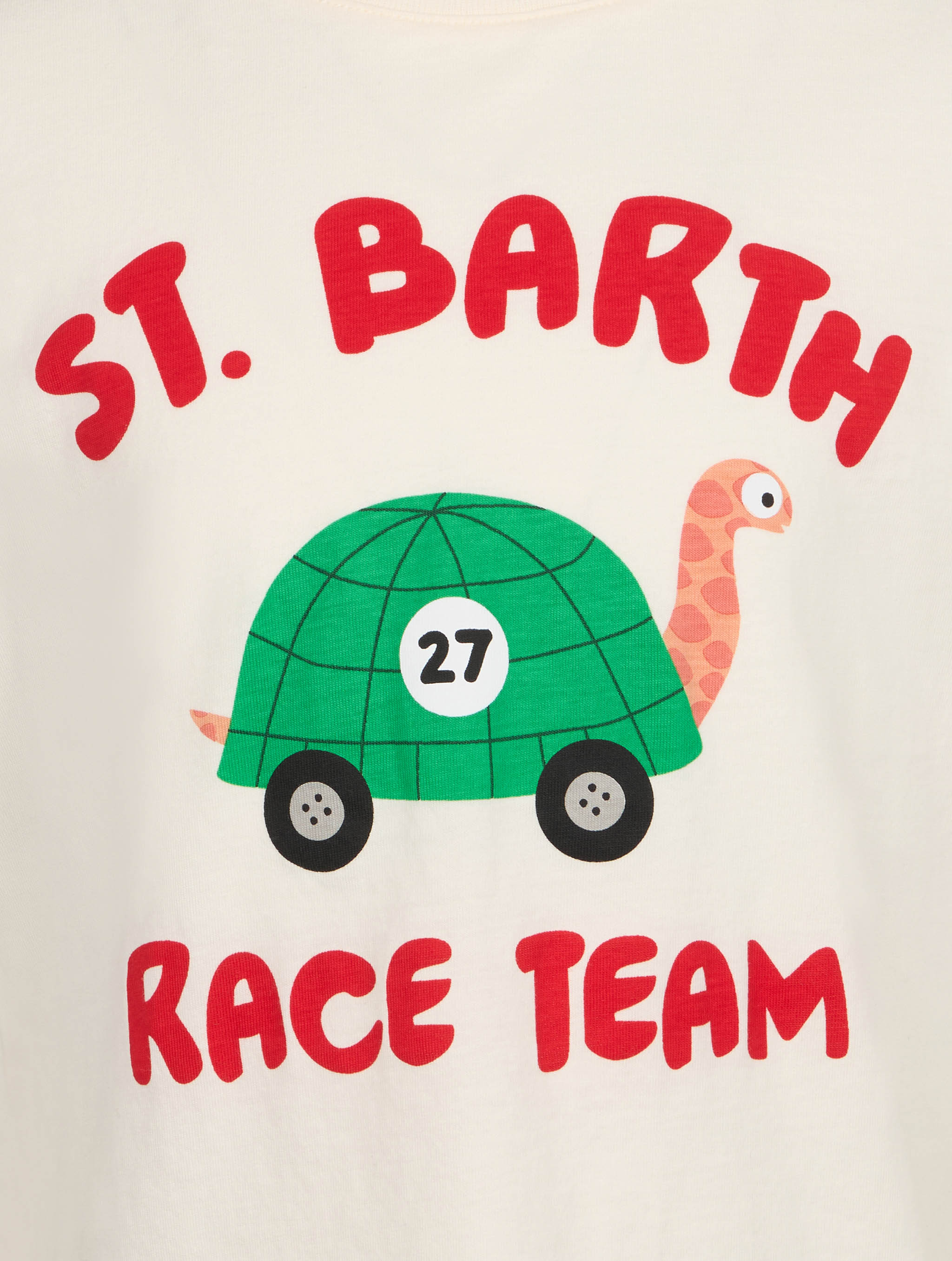 Boy Cotton T-Shirt With St. Barth Race Team Print White