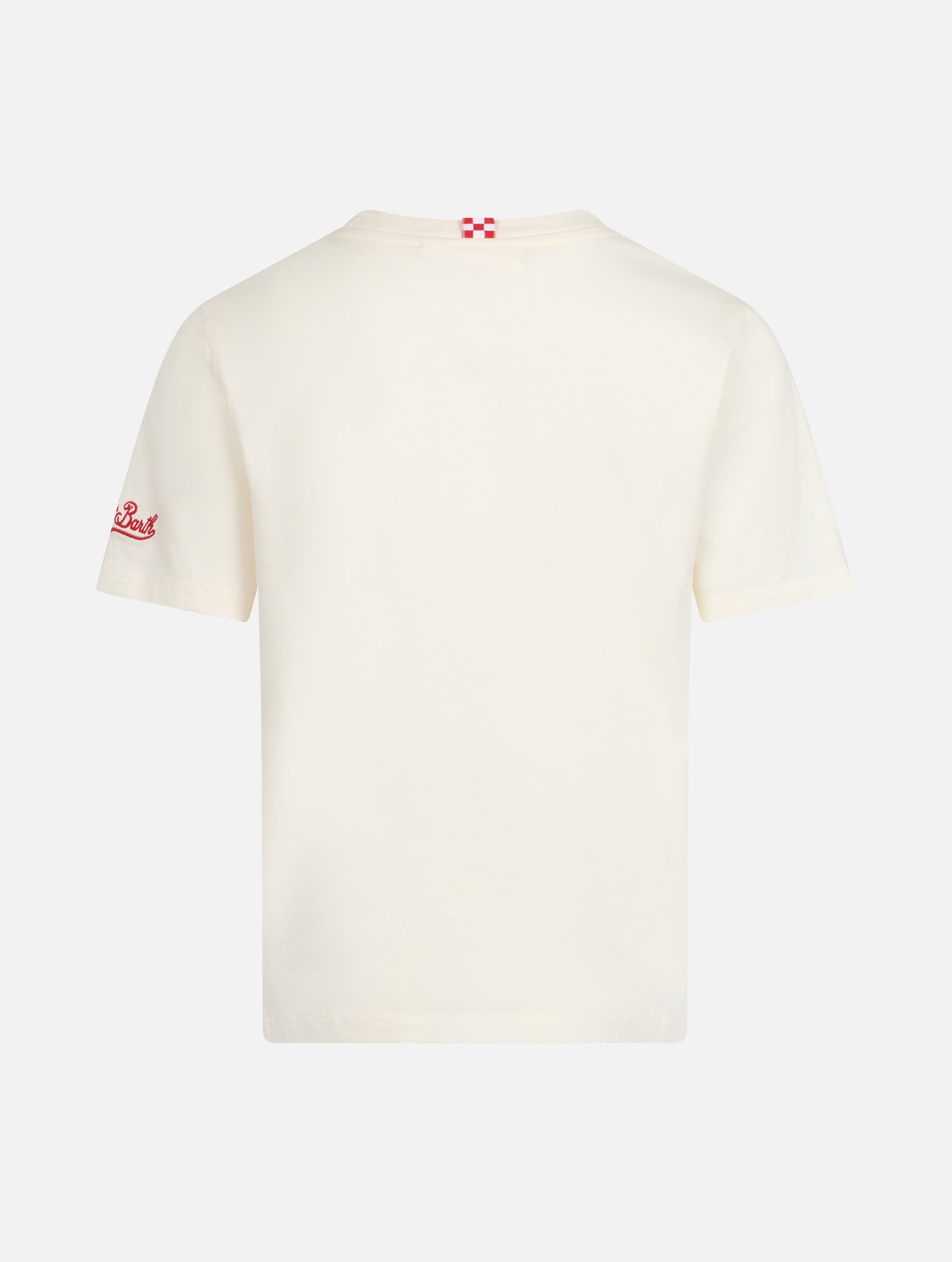 Boy Cotton T-Shirt With St. Barth Race Team Print White