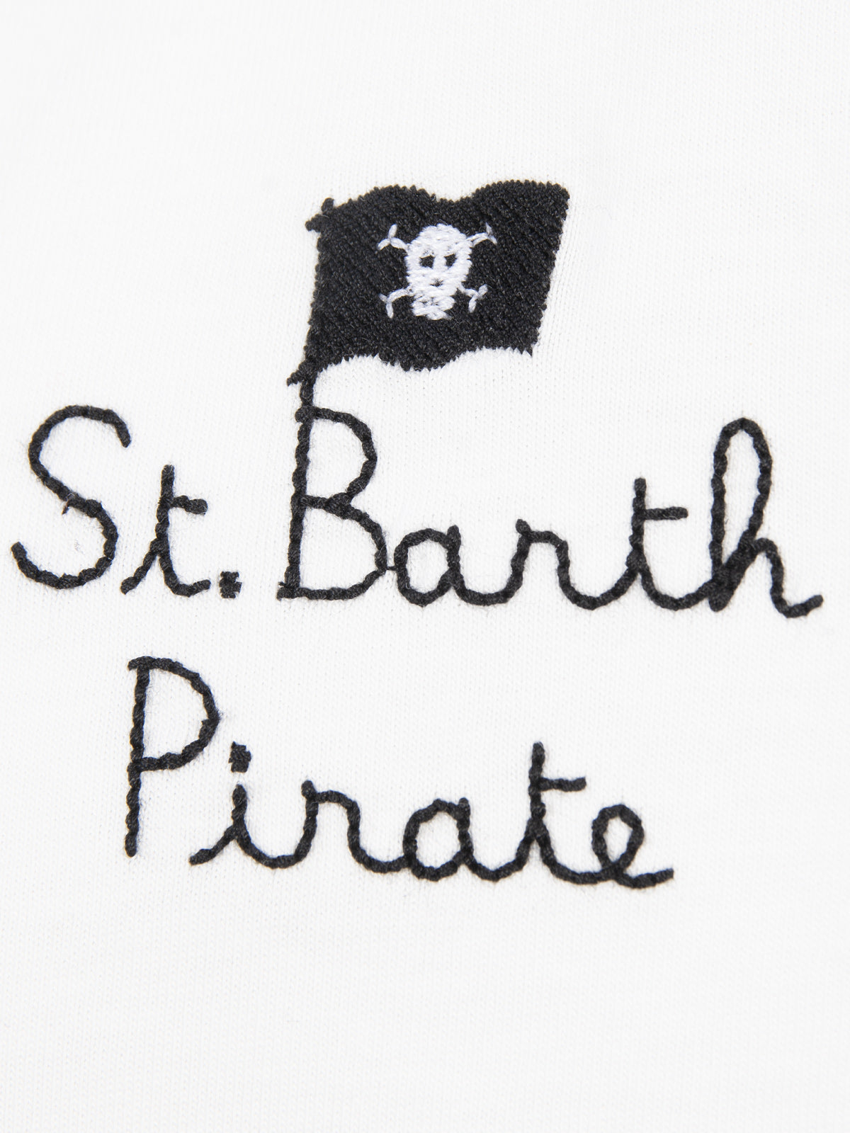 Boy Cotton T-Shirt With Snoopy Print And St. Barth Pirate Embroidery | Peanuts Special Edition White