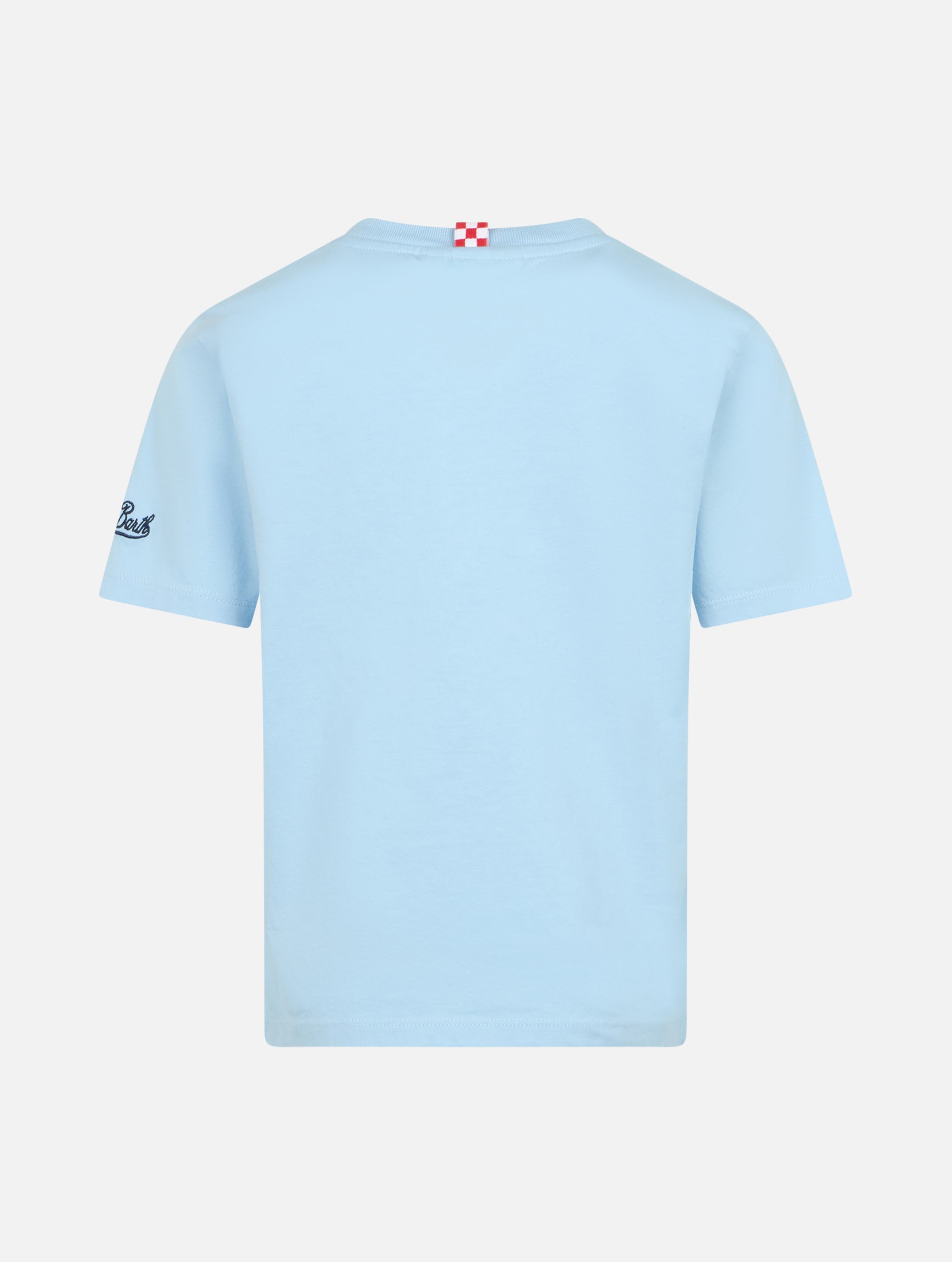 Boy Cotton T-Shirt With St. Barth Best Friends Croco Print Sky