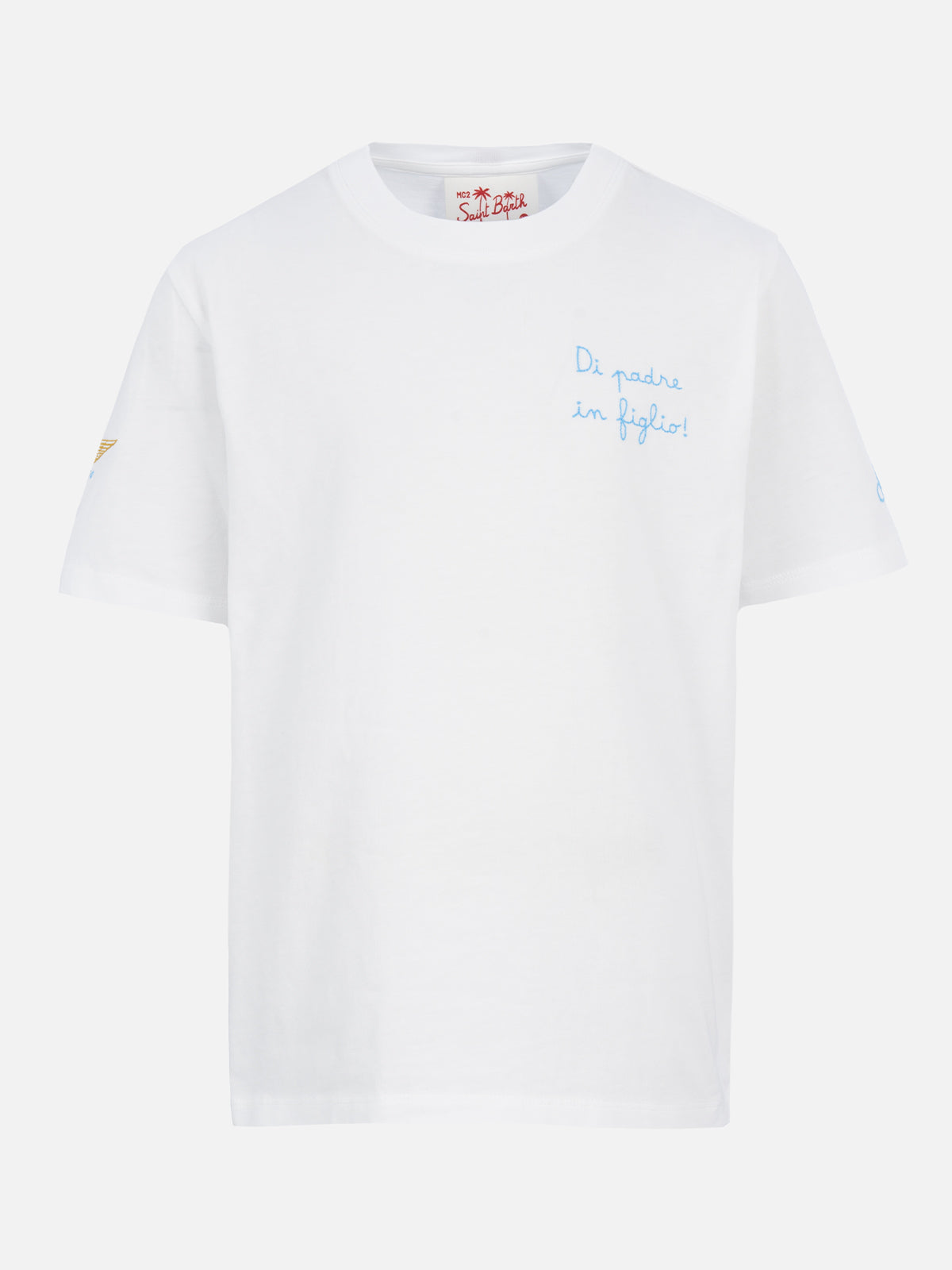 Boy Cotton T-Shirt With Di Padre Figlio Embroidery | Ss Lazio Special Edition White