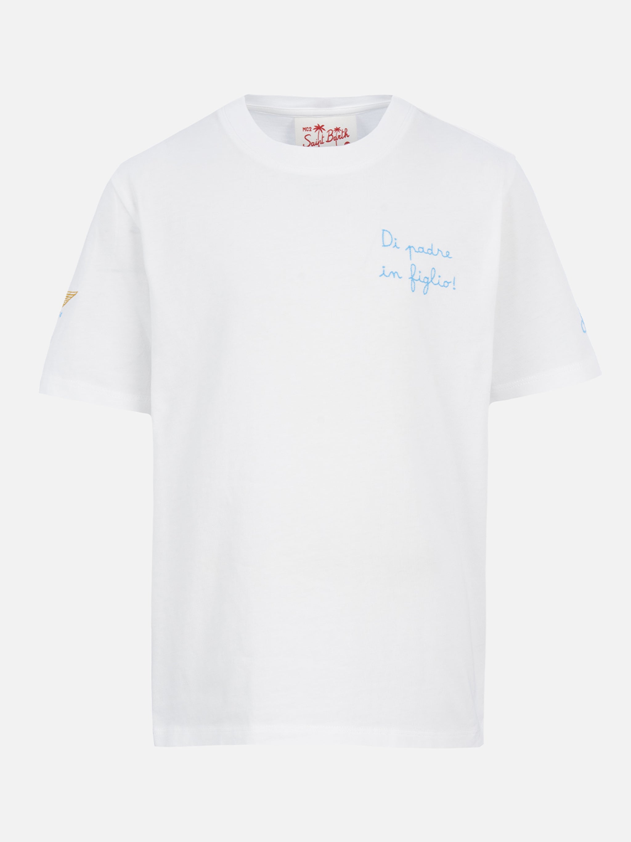 Cotton T-Shirt With Di Padre Figlio Embroidery | Ss Lazio Special Edition White
