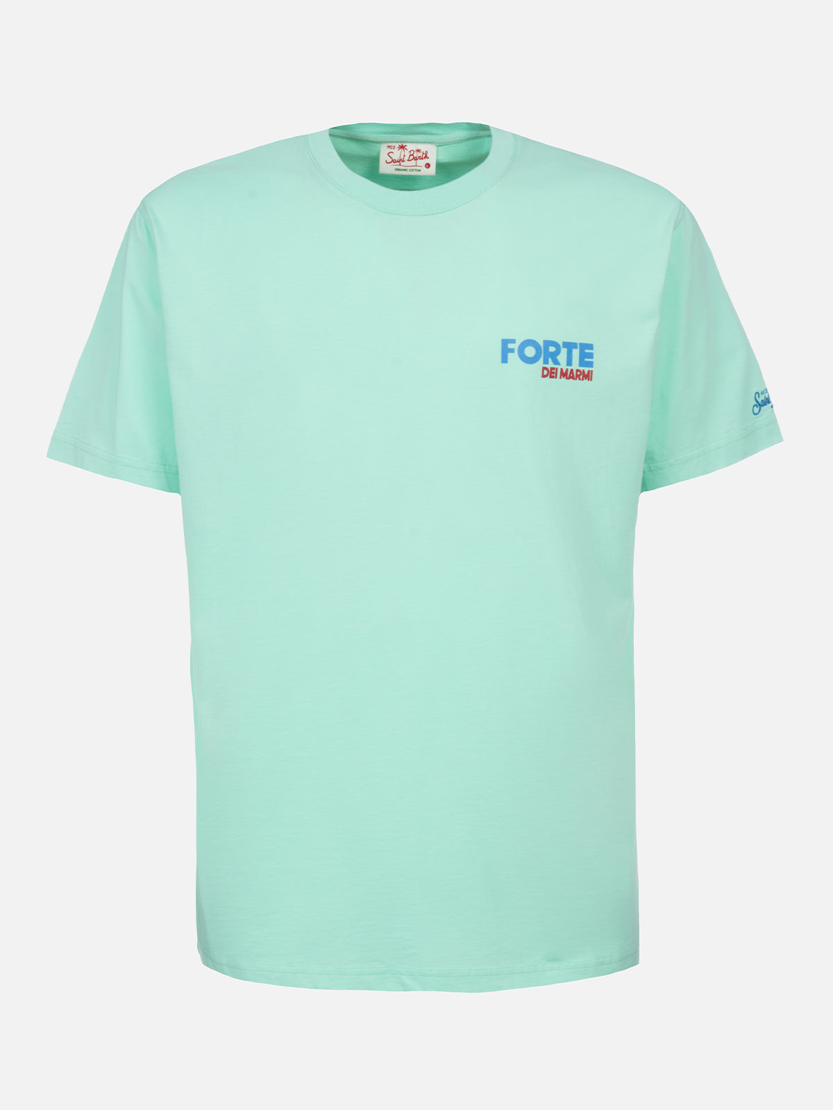 Man Cotton T-Shirt With Forte Dei Marmi Postcard Placed Print Green
