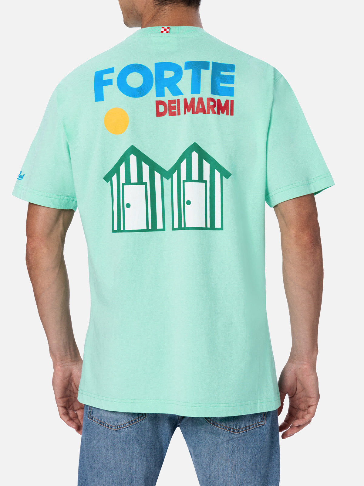 Man Cotton T-Shirt With Forte Dei Marmi Postcard Placed Print Green