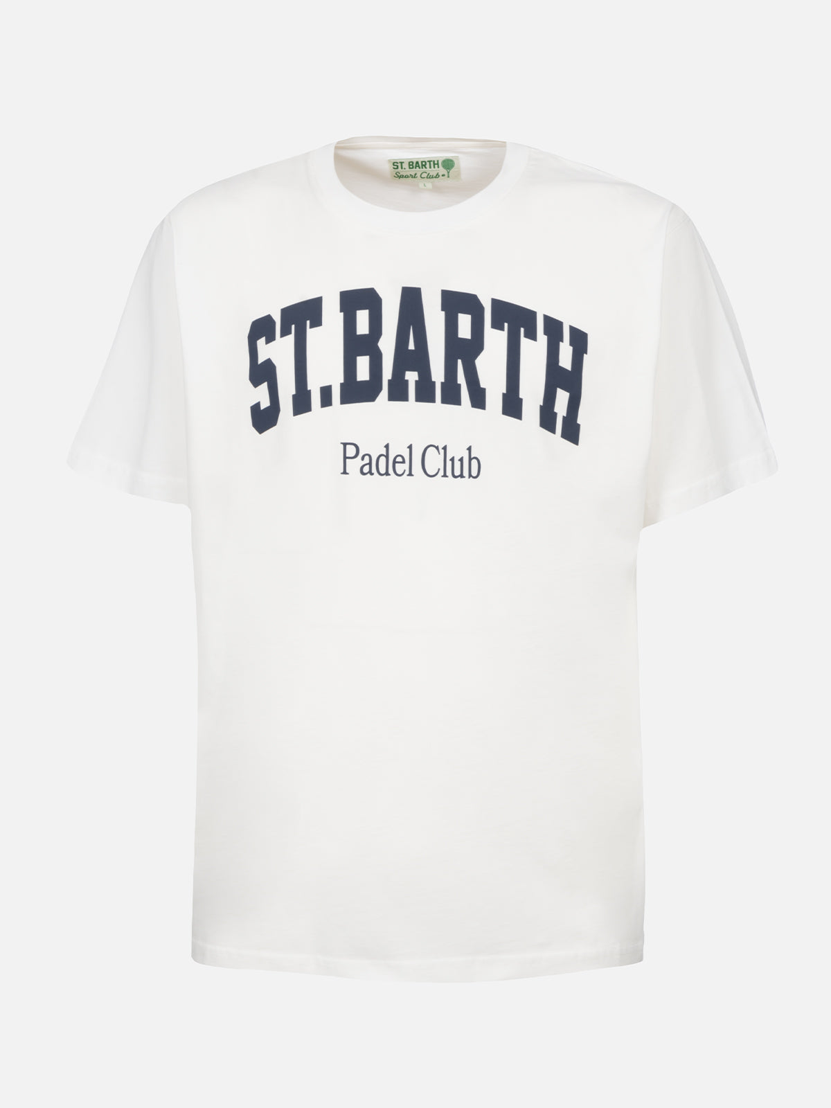 Man Cotton T-Shirt With St. Barth Padel Club Placed Print White