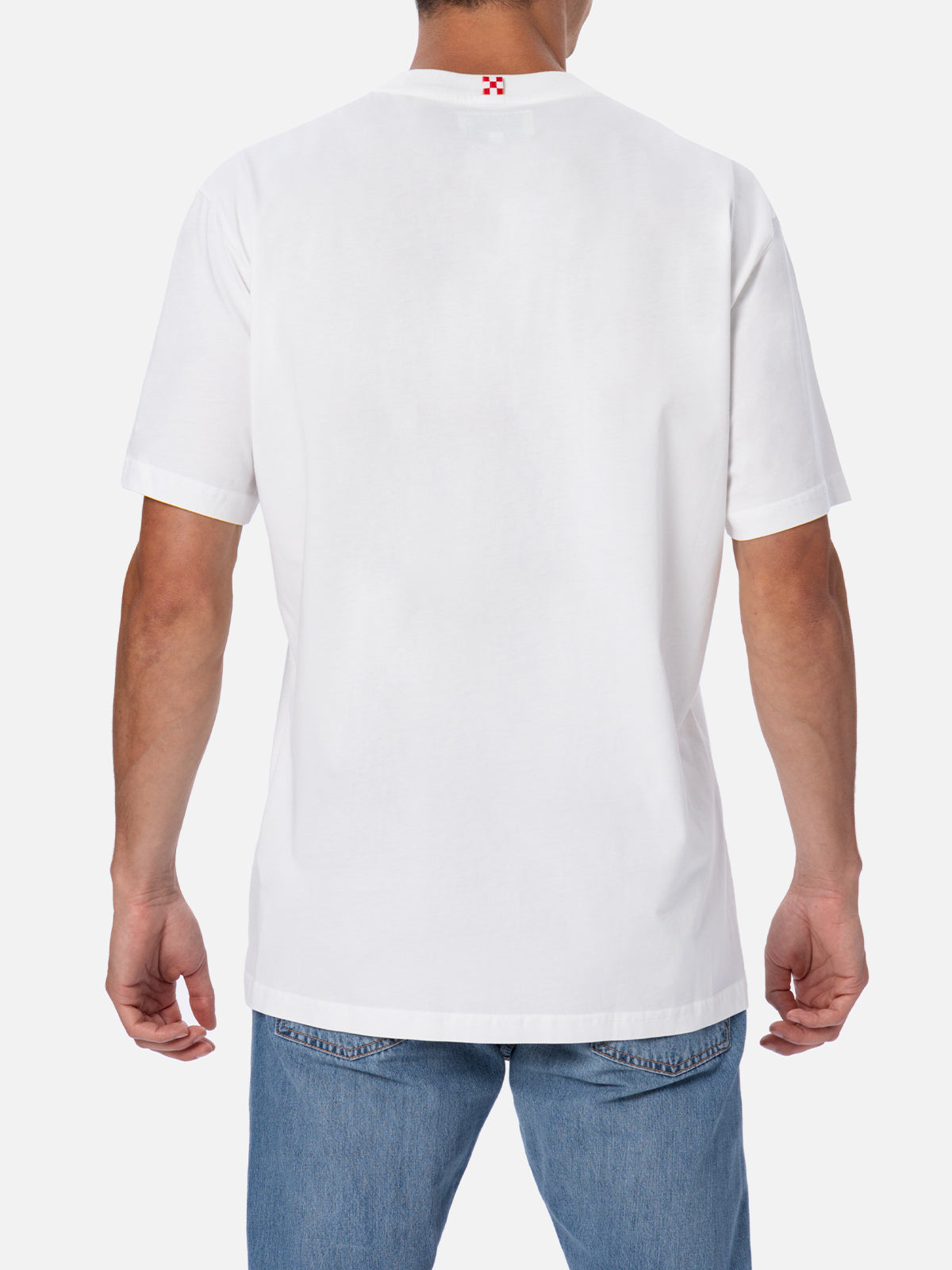 Man Cotton T-Shirt With St. Barth Padel Club Placed Print White