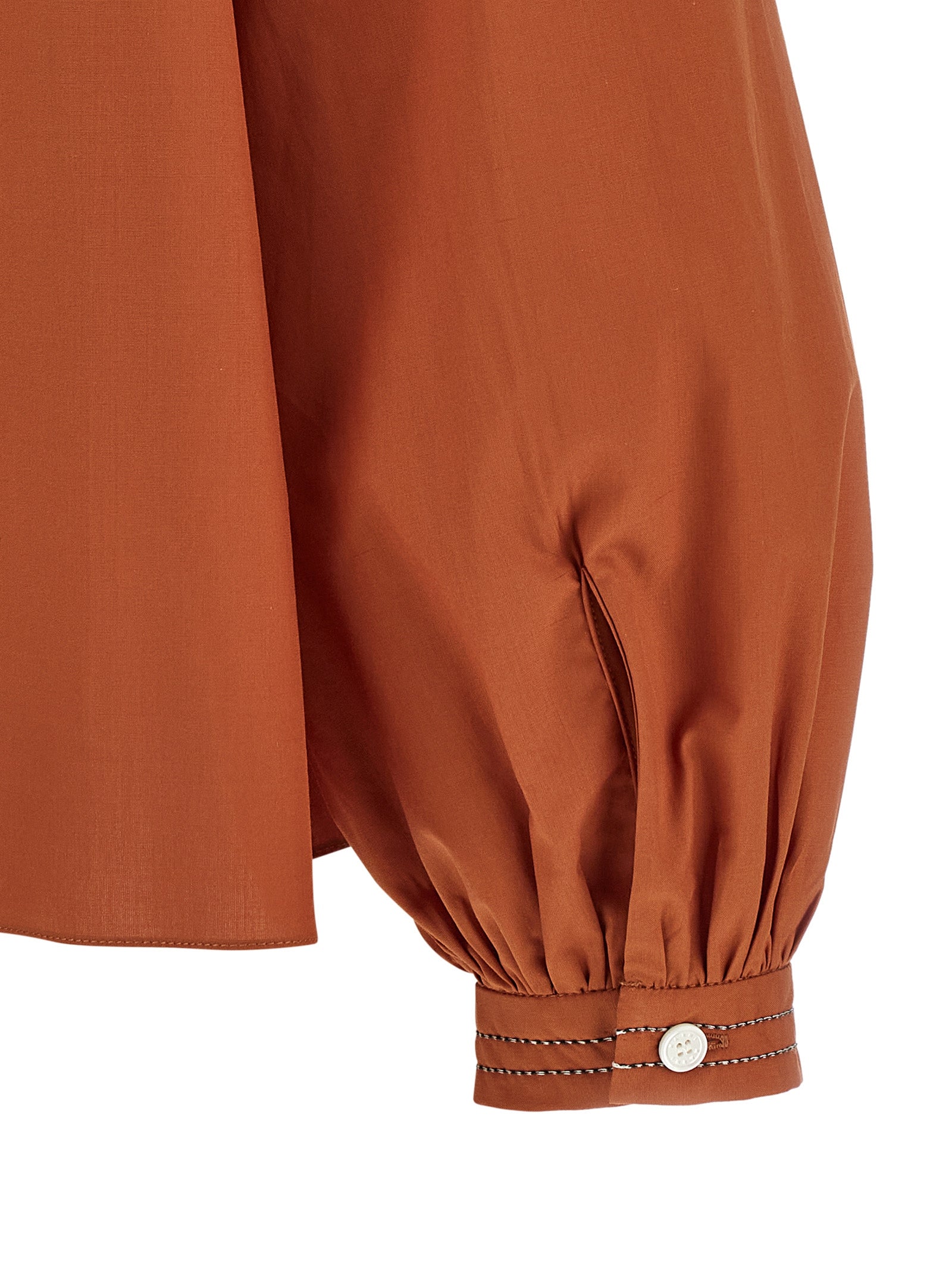 Boat Neck Blouse Orange Cotton Shirt
