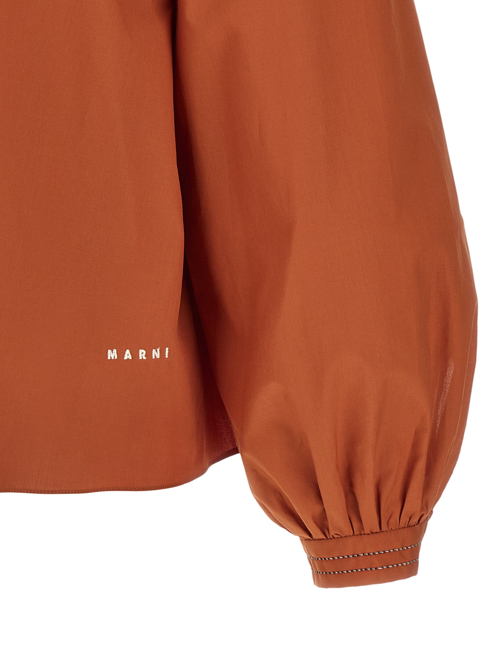 Boat Neck Blouse Orange Cotton Shirt