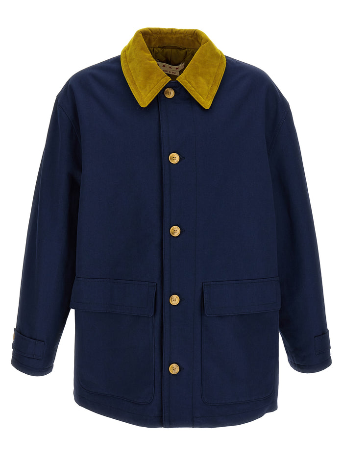 Cotton gabardine parka Blue Casual Jackets