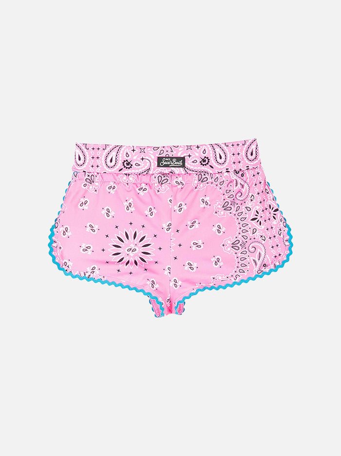 Bandana Print Girl Beach Shorts Pink Pant