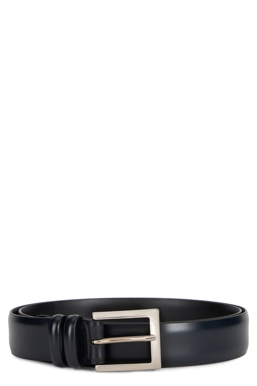 Brushed Leather Belt, Ocean Blue Calfskin