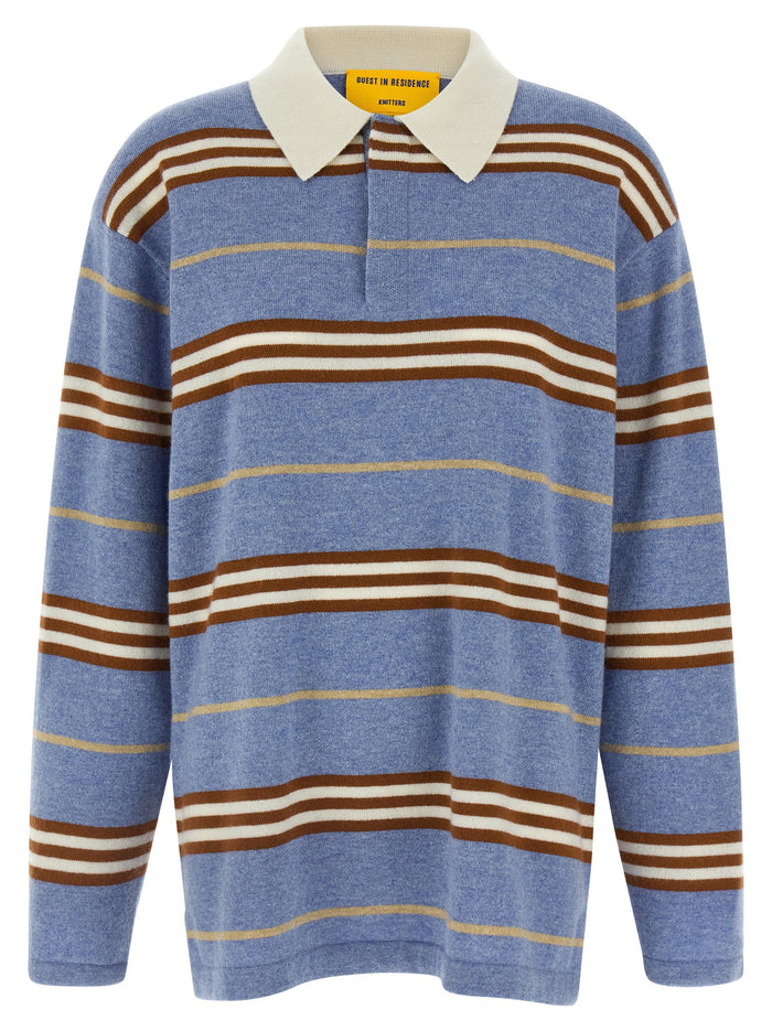 Striped Rugby polo shirt Light Blue Cashmere