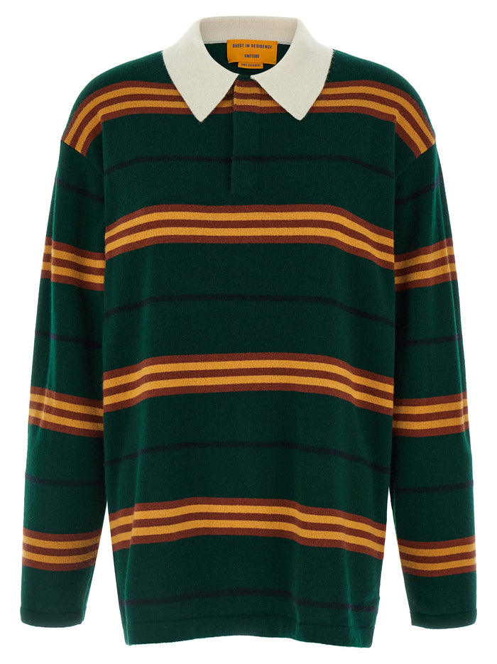 Striped Rugby polo shirt Green Cashmere