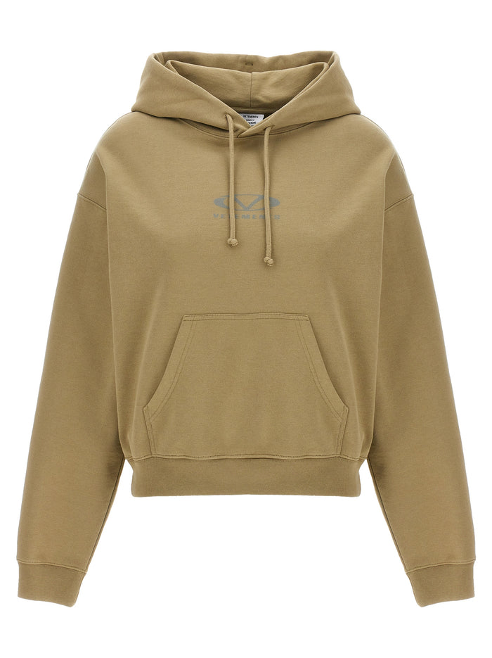 Oval Logo hoodie Beige Cotton Sweatshirt
