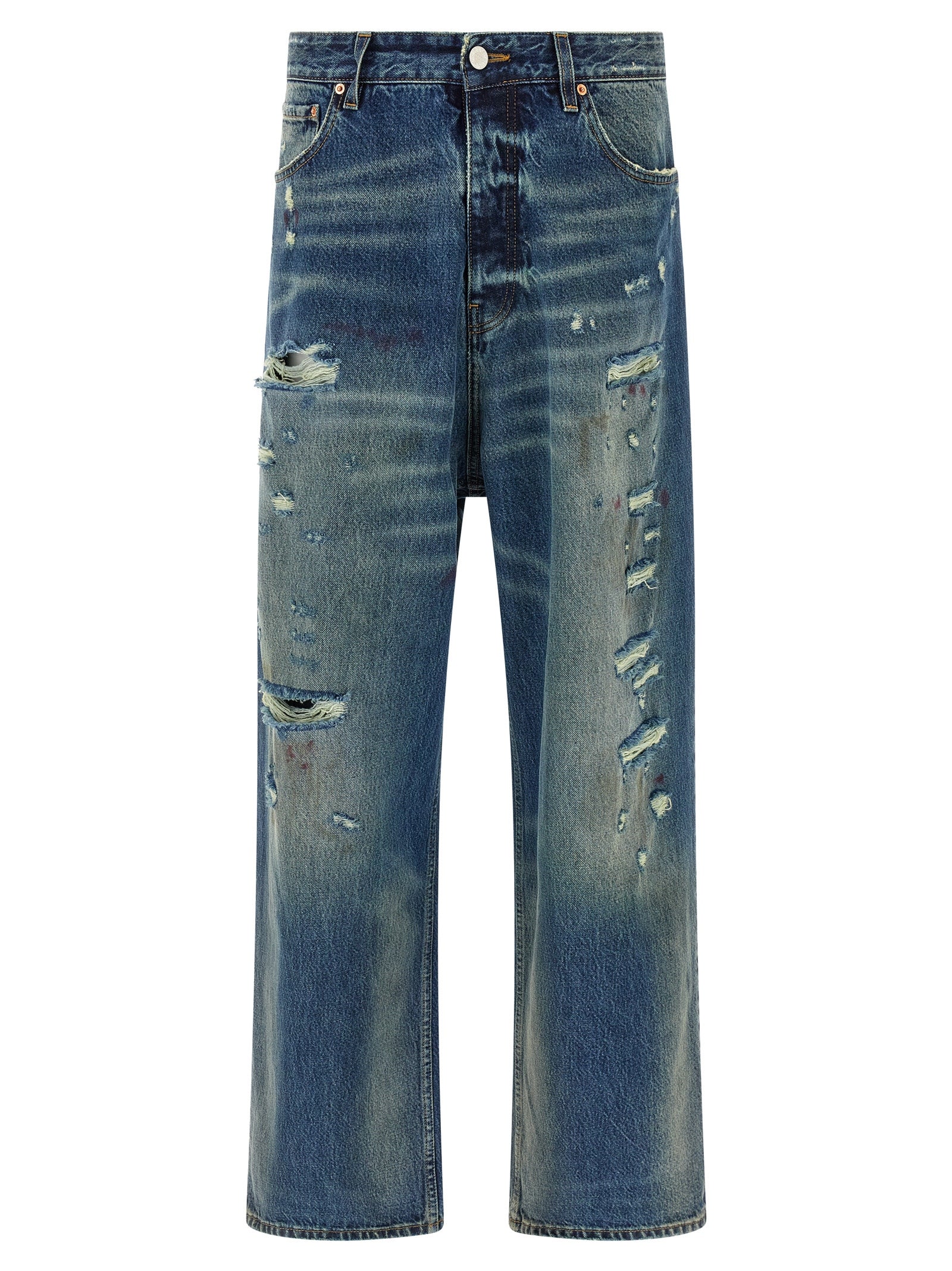 Blue Distressed Baggy jeans Cotton
