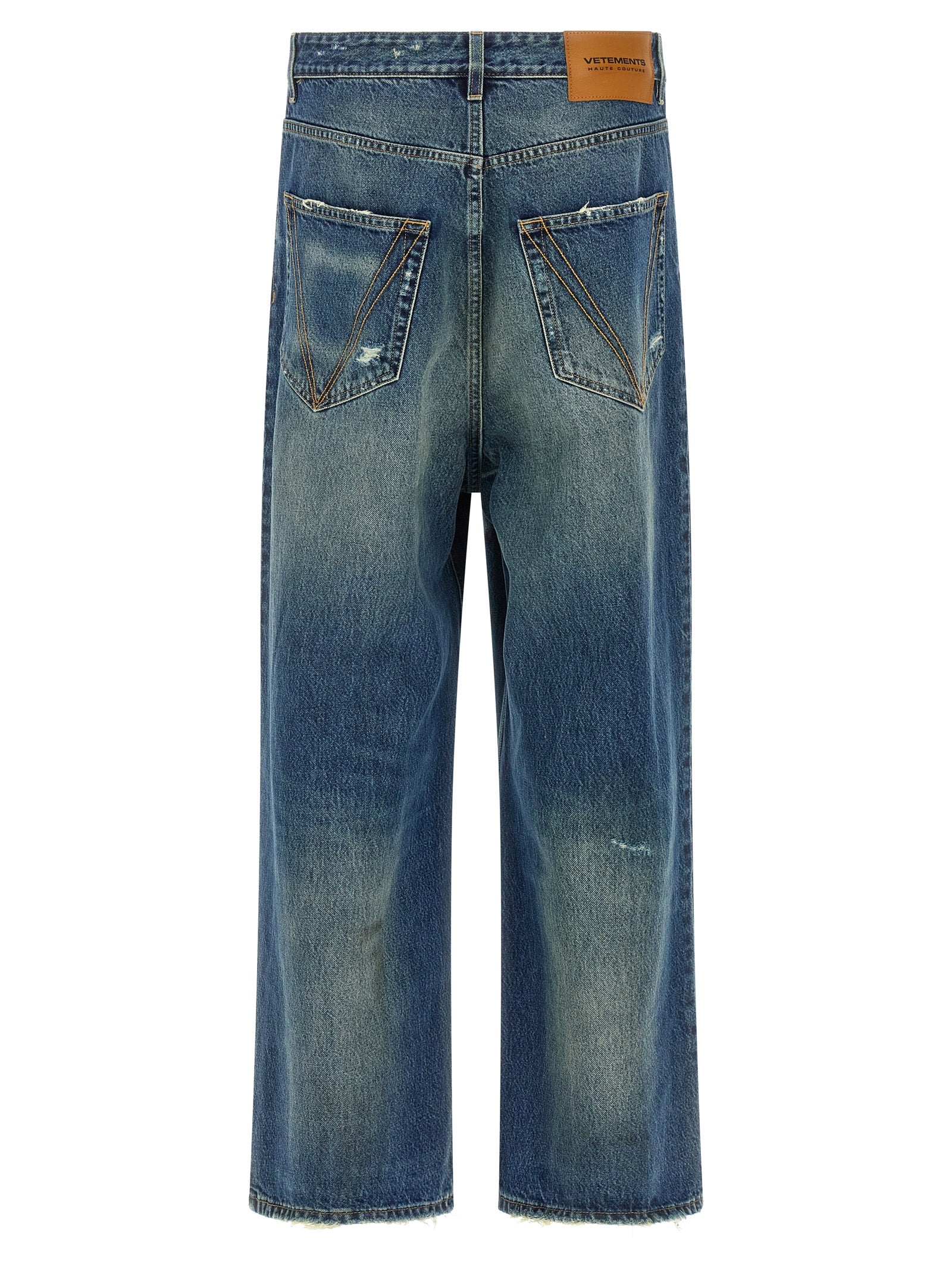 Blue Distressed Baggy jeans Cotton