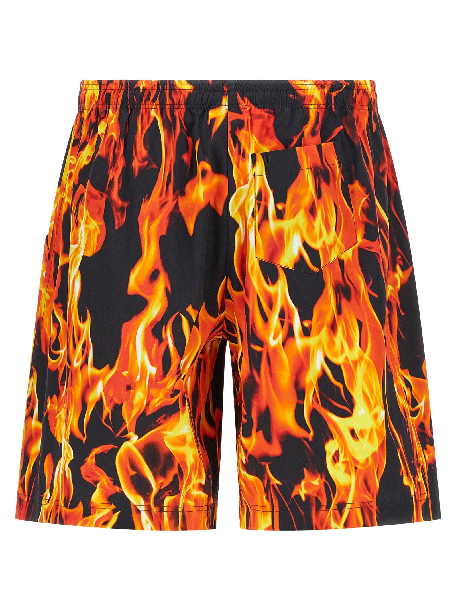 Black & Orange Fire bermuda shorts Multicolor Cotton Bermuda
