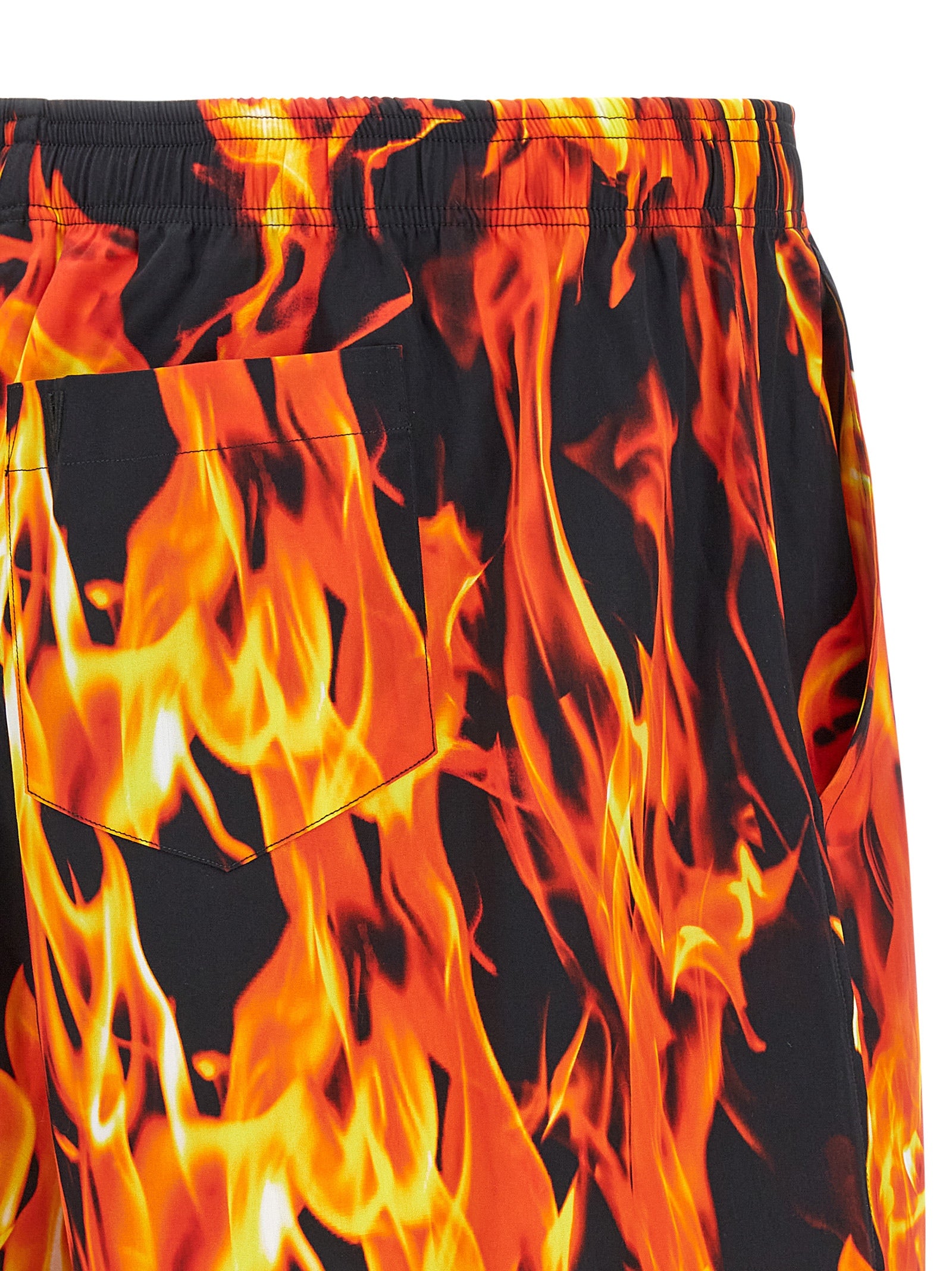 Black & Orange Fire bermuda shorts Multicolor Cotton Bermuda
