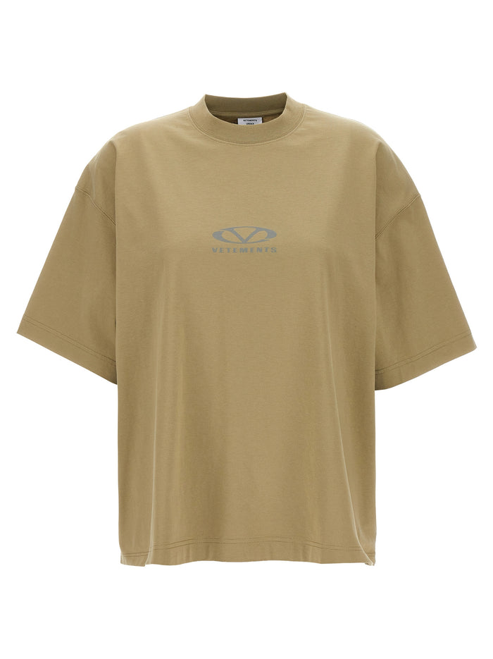 Oval Logo T-shirt Beige Cotton