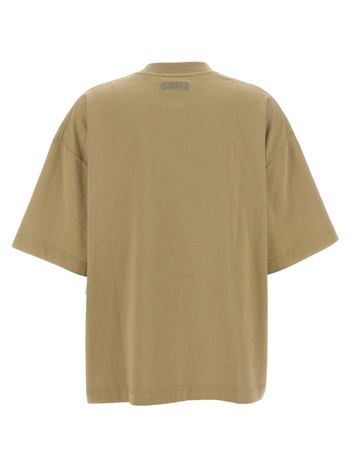 Oval Logo T-shirt Beige Cotton
