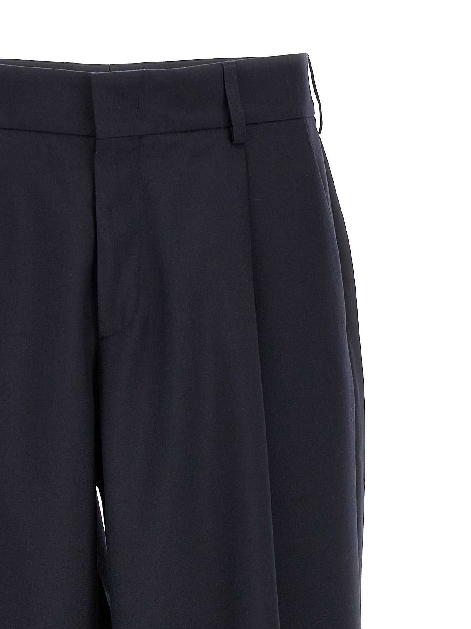 Front pleat pants Blue Polyester
