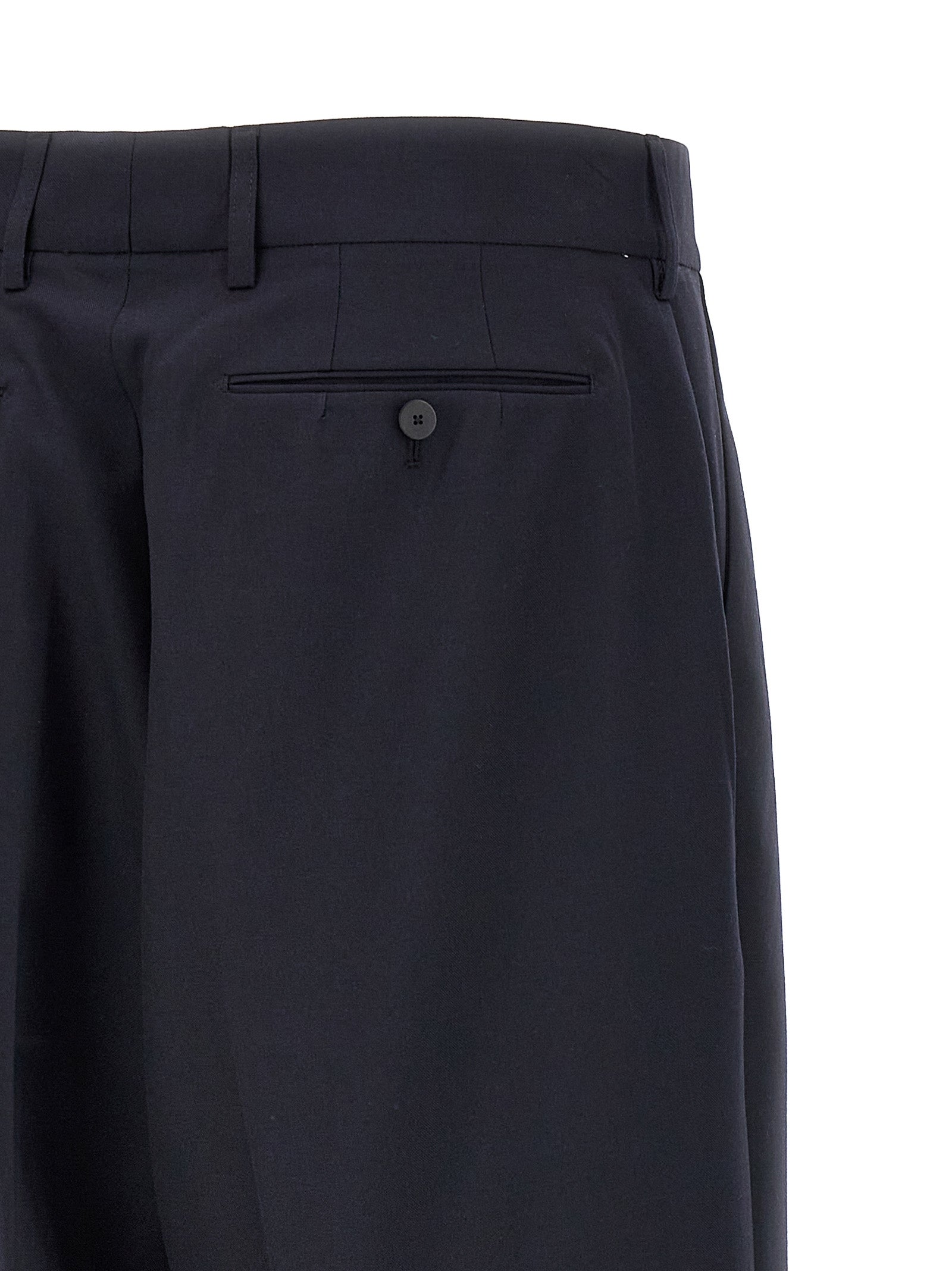 Front pleat pants Blue Polyester